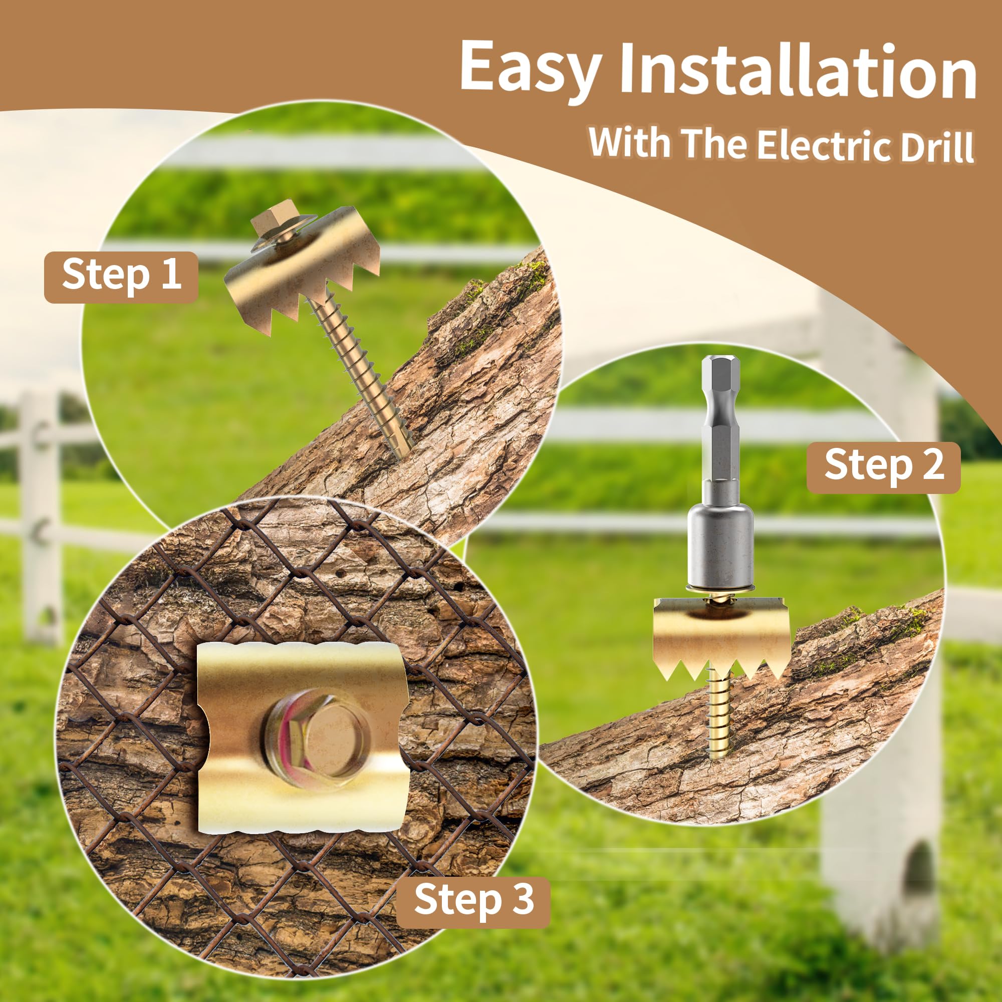 300 Pcs 2'' Heavy Duty Fence Staples - Reusable Galvanized Steel Fence Fasteners with Wire Fixer - Rustproof Fence Nails for Wire Mesh & Woven Fencing - Easy Installation with Cordless Drill - Perfect for Farm, Garden, and Livestock Enclosures