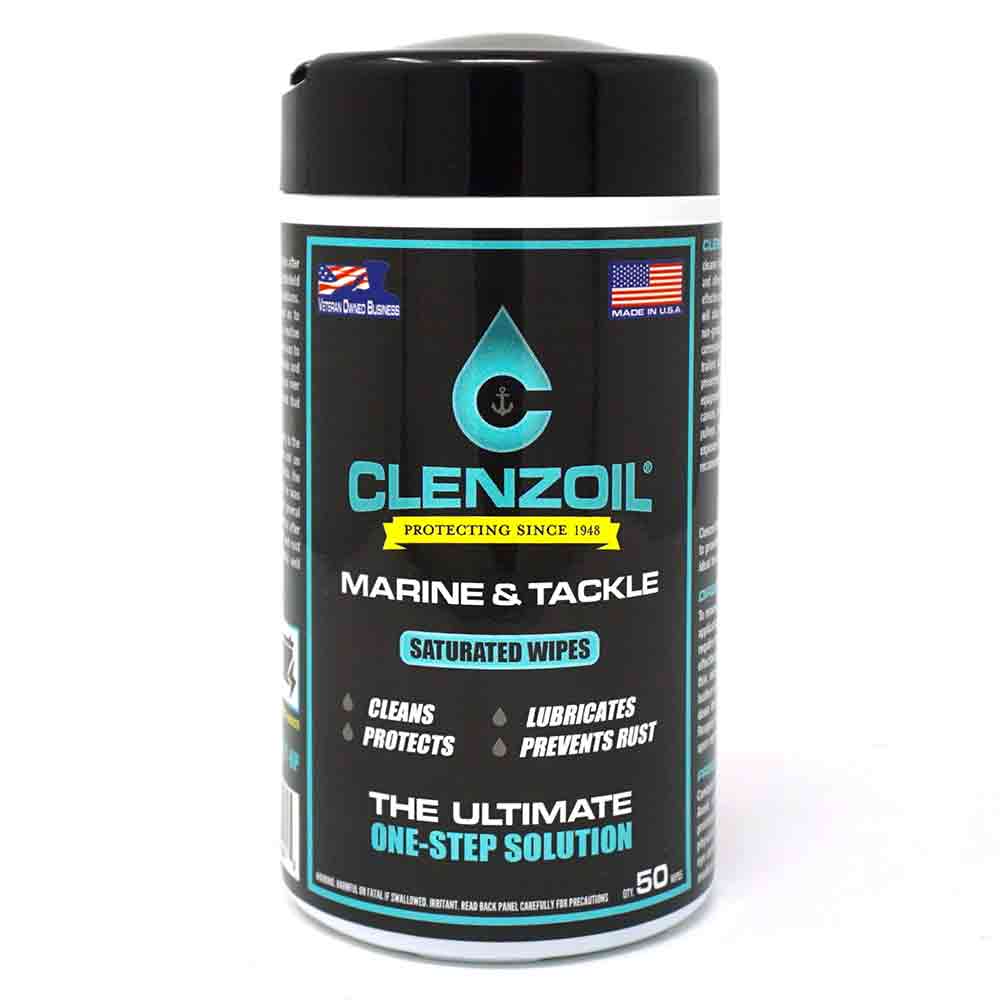 Clenzoil Marine & Tackle Saturated Wipes for Guns, Knives & Tools - Rust Prevention & Lubrication for Outdoor Gear Maintenance