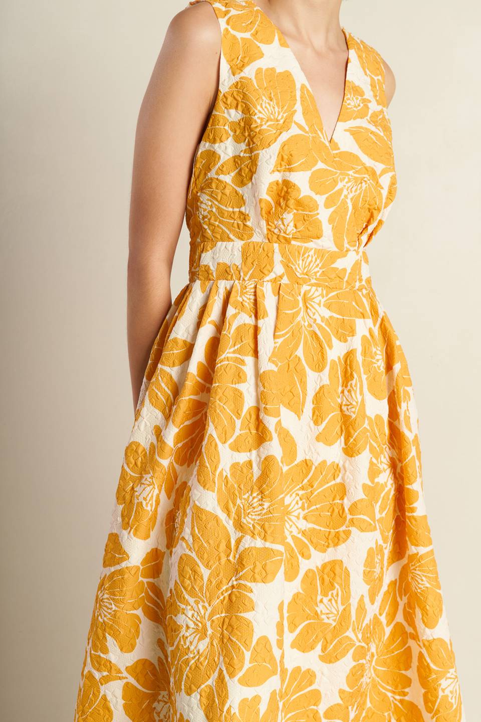 Bold Blooms Mustard Midi Dress - Floral Print Women's Dress for Casual Outings & Summer Parties