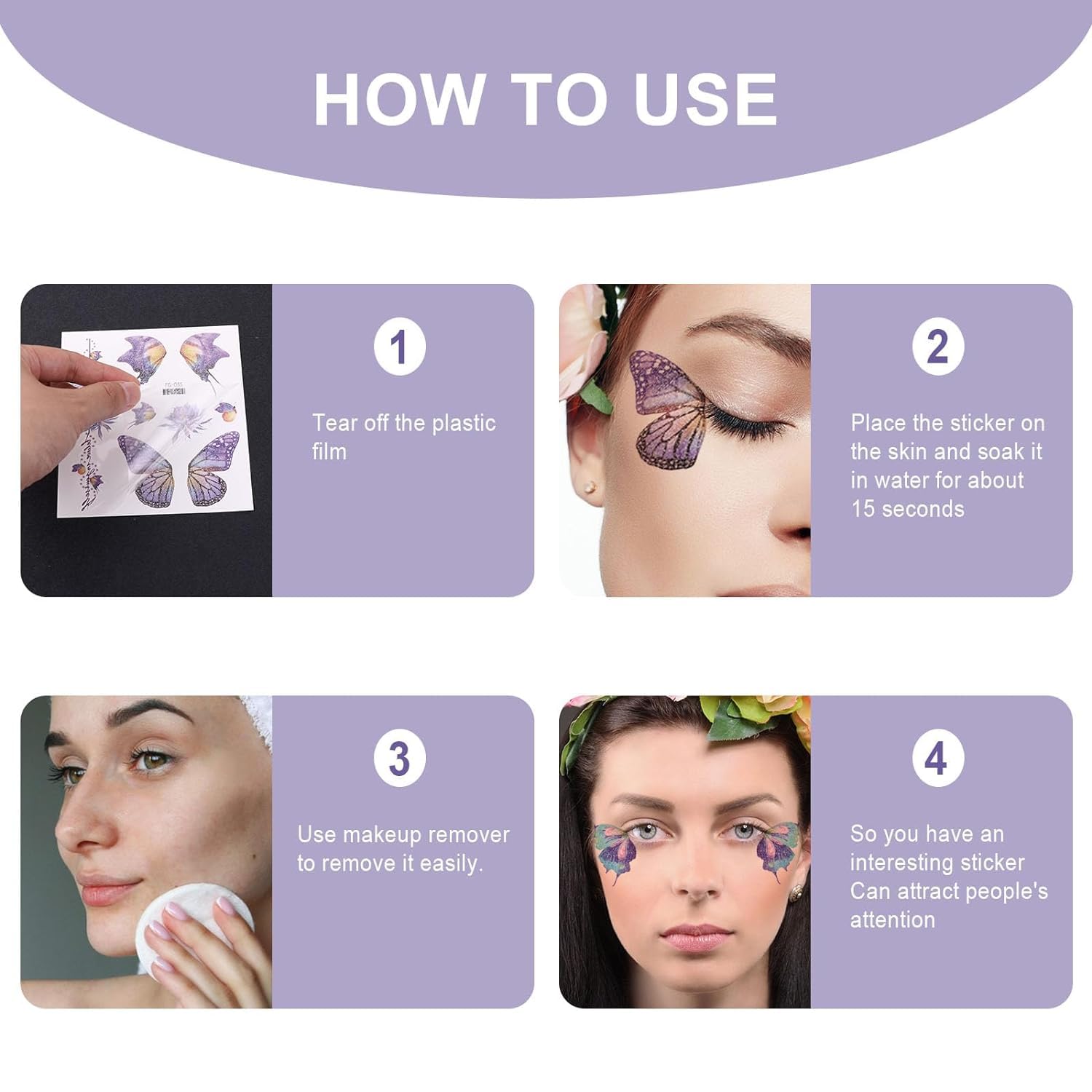 Waterproof Temporary Glitter Butterfly & Bubbles Tattoo Stickers for Women & Girls - Face, Body & Eye Makeup - Perfect for Parties, Festivals & Costume Events