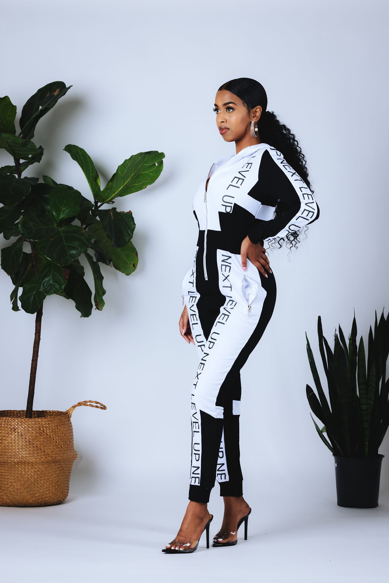 Next Level Up Jumpsuit for Women - Black & White Stylish Romper | Perfect for Casual Outings, Parties & Streetwear Fashion
