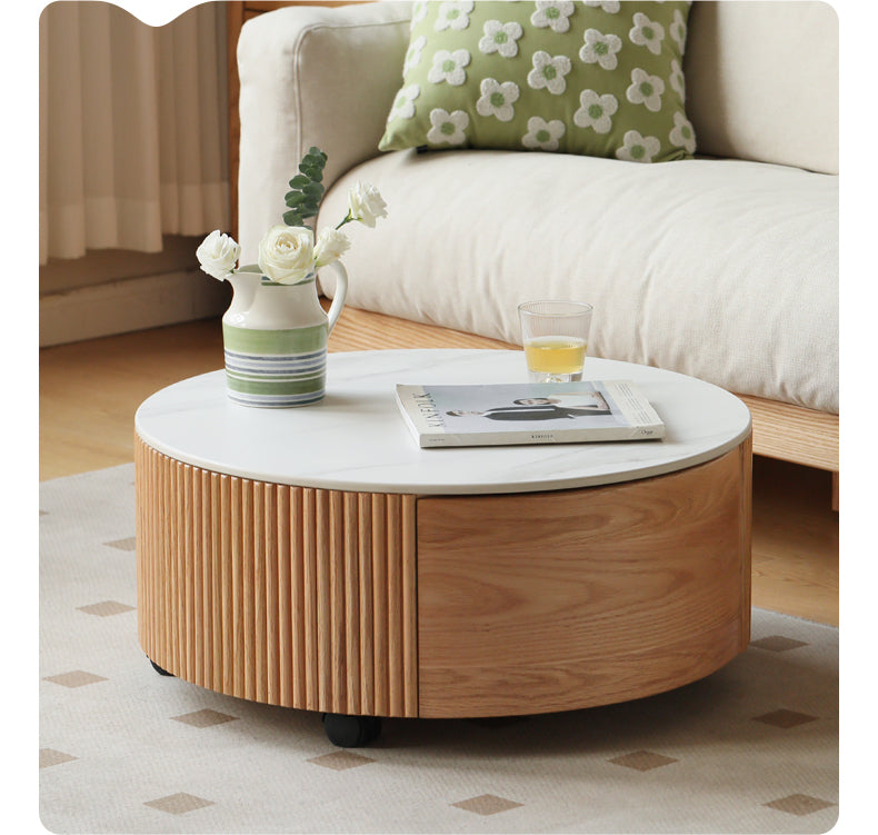 Solid Oak Wood Rocking Coffee Table - Rustic Living Room Furniture for Cozy Home Decor & Relaxation