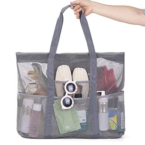 Large Mesh Beach Bag - Waterproof Hanging Toiletry Bag for Shower, Pool & Travel | Portable Cosmetic Organizer for College Dorm, Gym & Vacation | Quick-Dry Wash Bag for Beach Trips & Camping Essentials