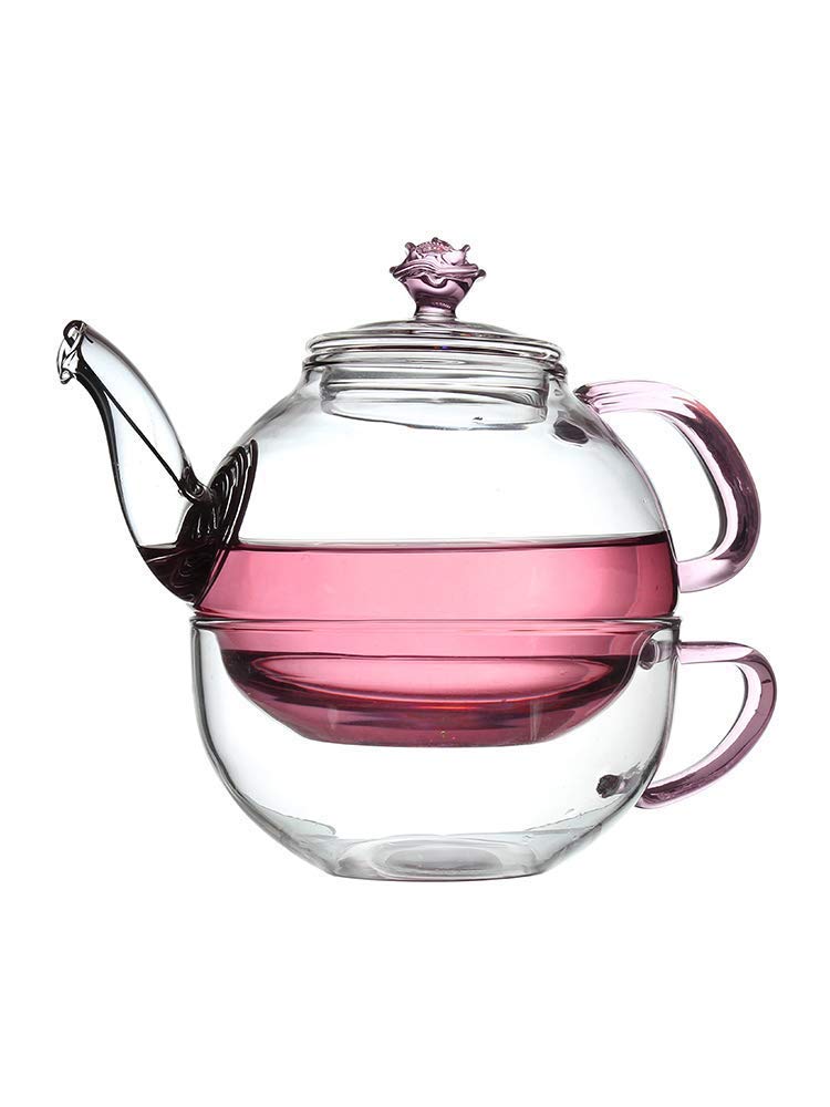 Premium Glass Teapot with Filter - 380ml High Temperature Resistant Tea Maker for Office & Home Use - Includes 240ml Cup - Perfect for Loose Leaf Tea, Herbal Infusions & Flower Tea Brewing