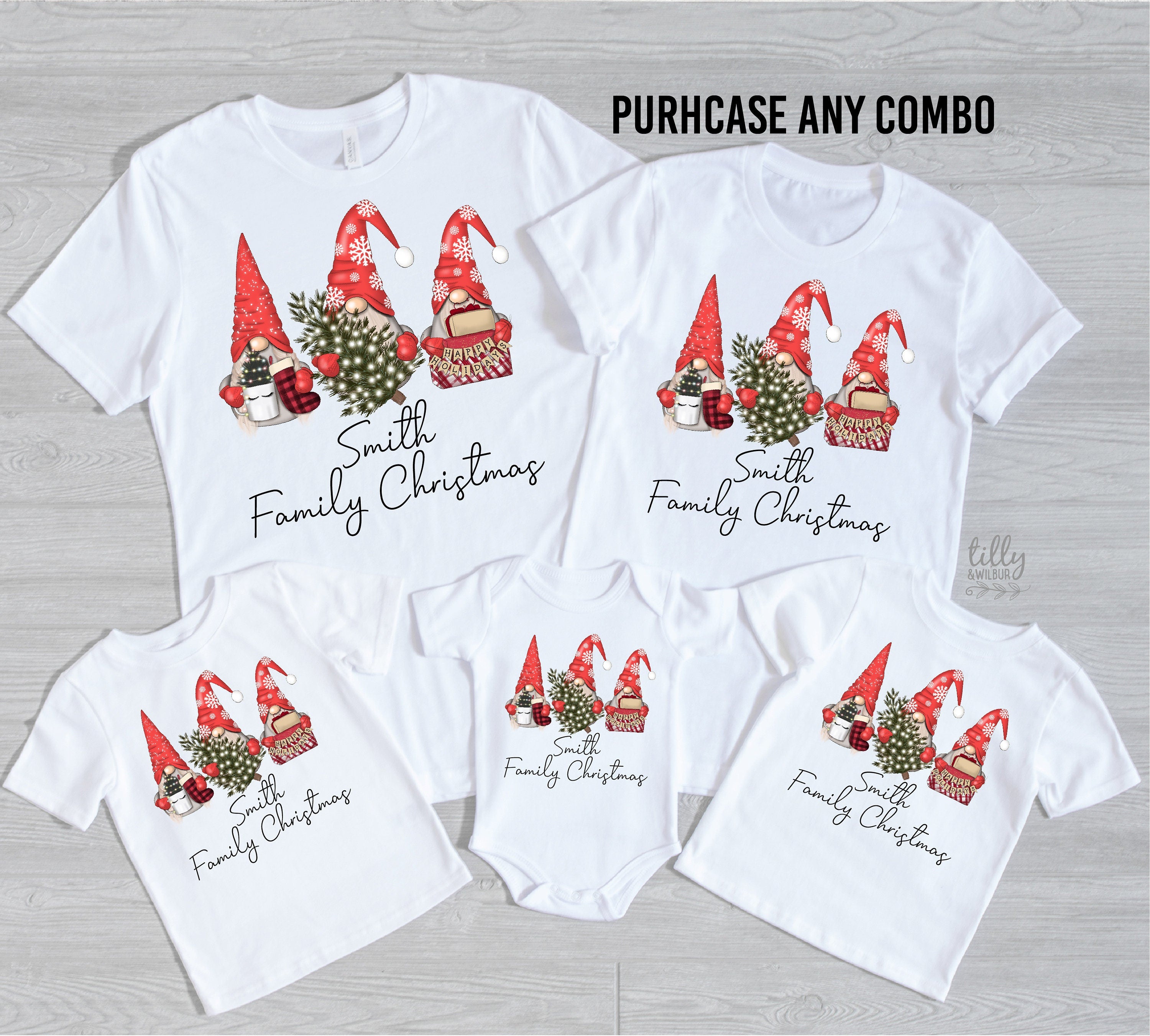 Custom Gnome Family Christmas T-Shirts - Personalized Holiday Matching Outfits for Couples & Families - Perfect for Xmas Photos, Parties & Festive Gatherings