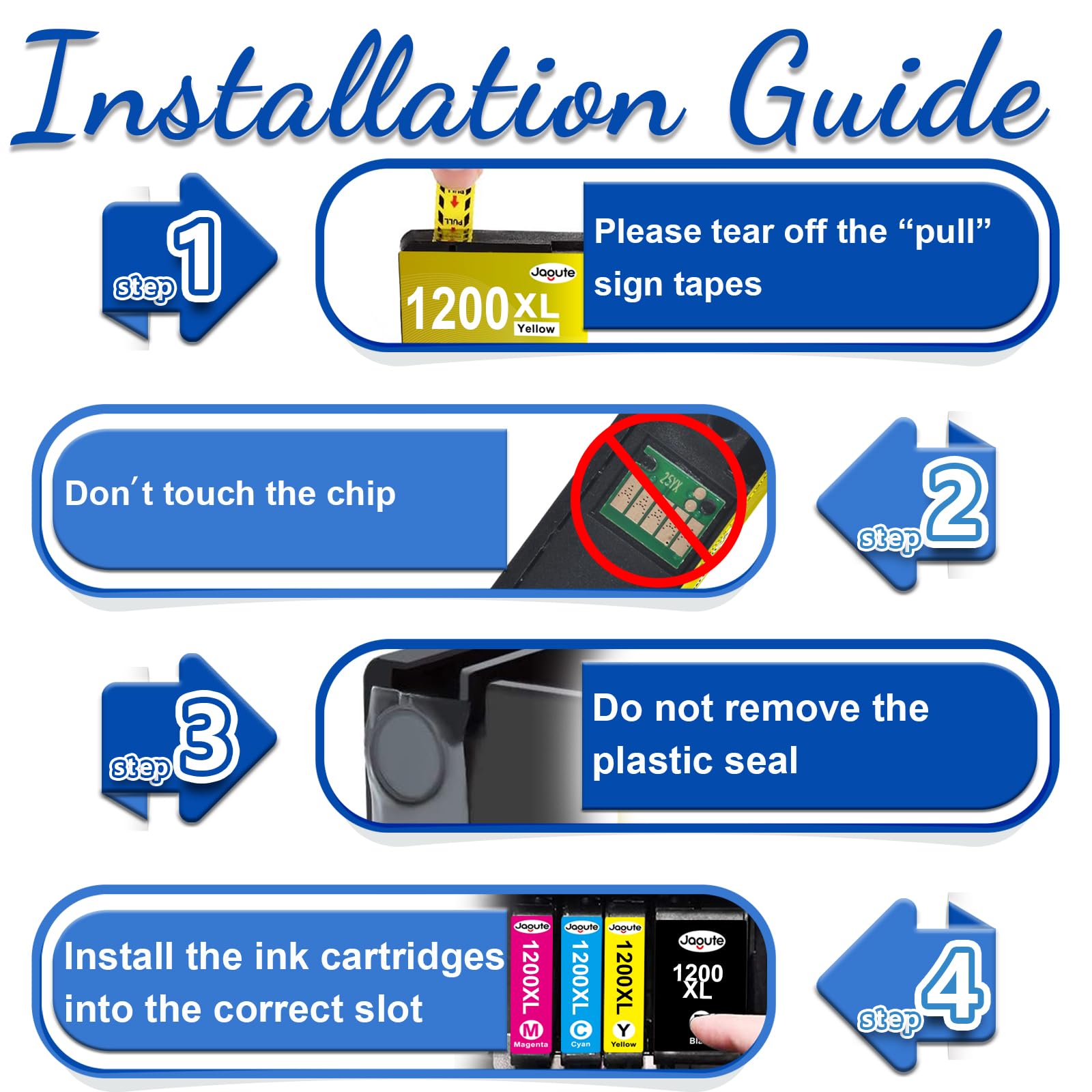Jagute Maxify 1200XL Ink Cartridges 6-Pack - Compatible for PGI-1200XL Printers - Home & Office Use