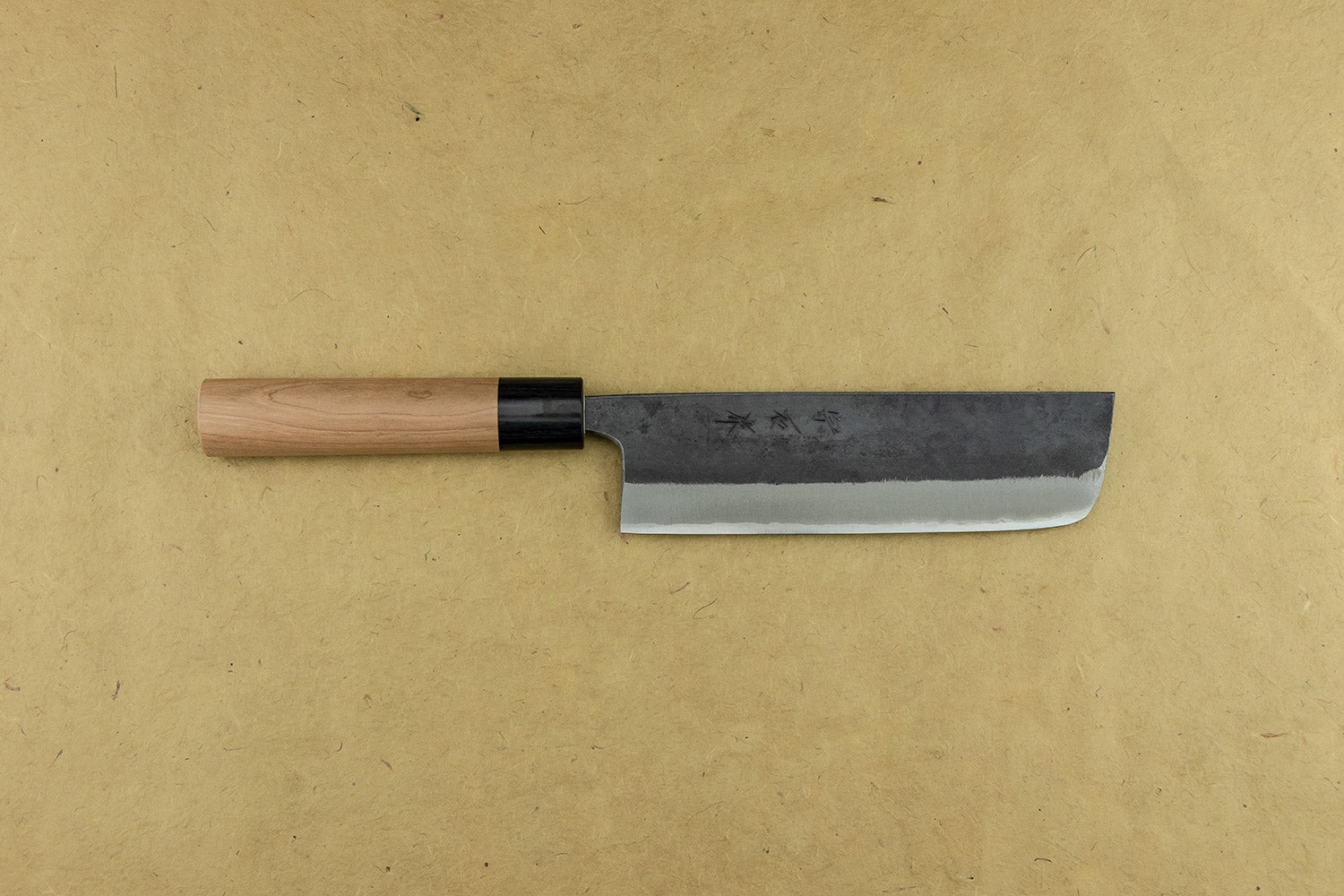 Premium Muneishi Aogami Stainless Kurouchi Nakiri Knife 165mm - Japanese Vegetable & Herb Chopping Knife for Professional Chefs & Home Cooking