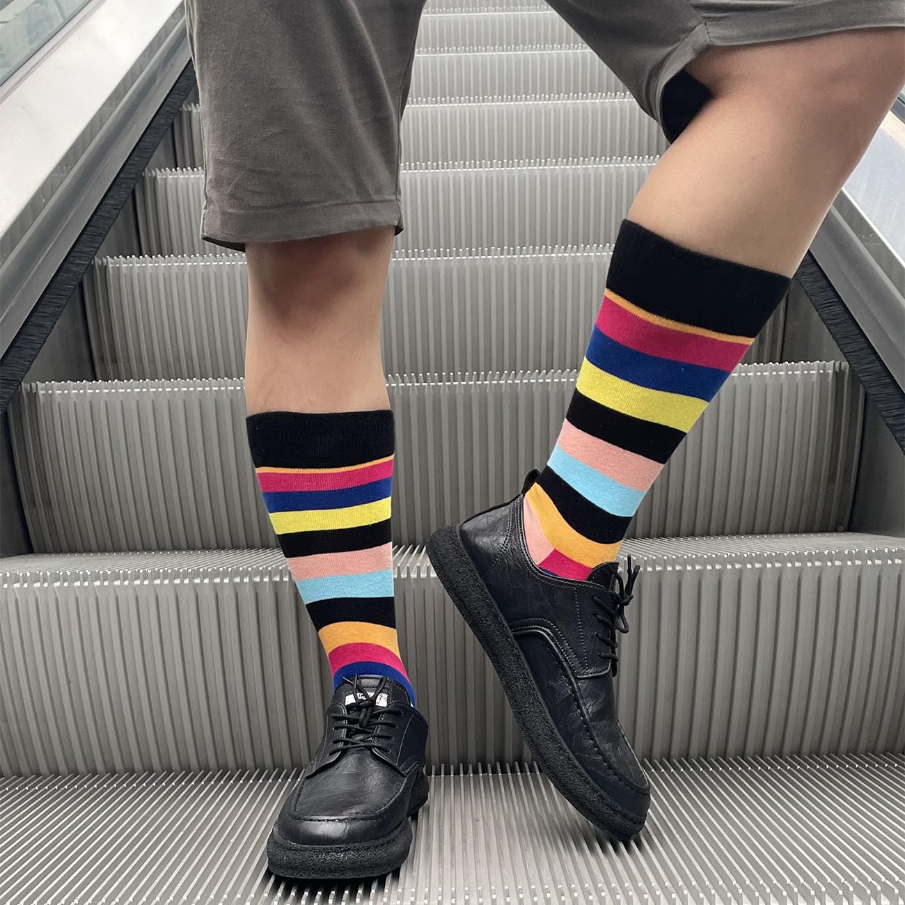 HIWEAR Men's Cotton Dress Socks - Colorful Funky Novelty Design, Comfortable Calf-Length Multipack Socks for Work, Casual & Gifts