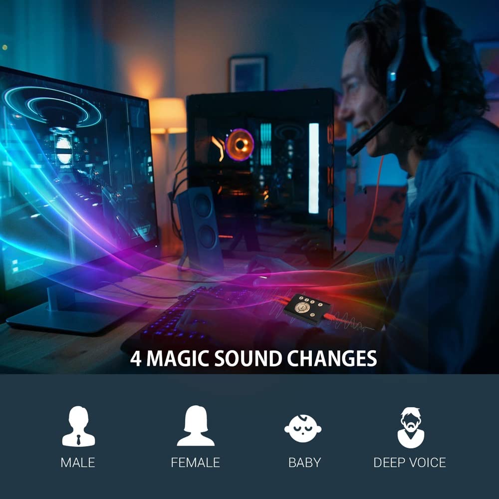 DLOETT Mini Sound Card Voice Changer with 100+ Sound Effects - Compatible with Smartphone & Computer for Live Streaming, Gaming, Online Chat (Perfect for TikTok, YouTube, Podcast & Voice Modulation)