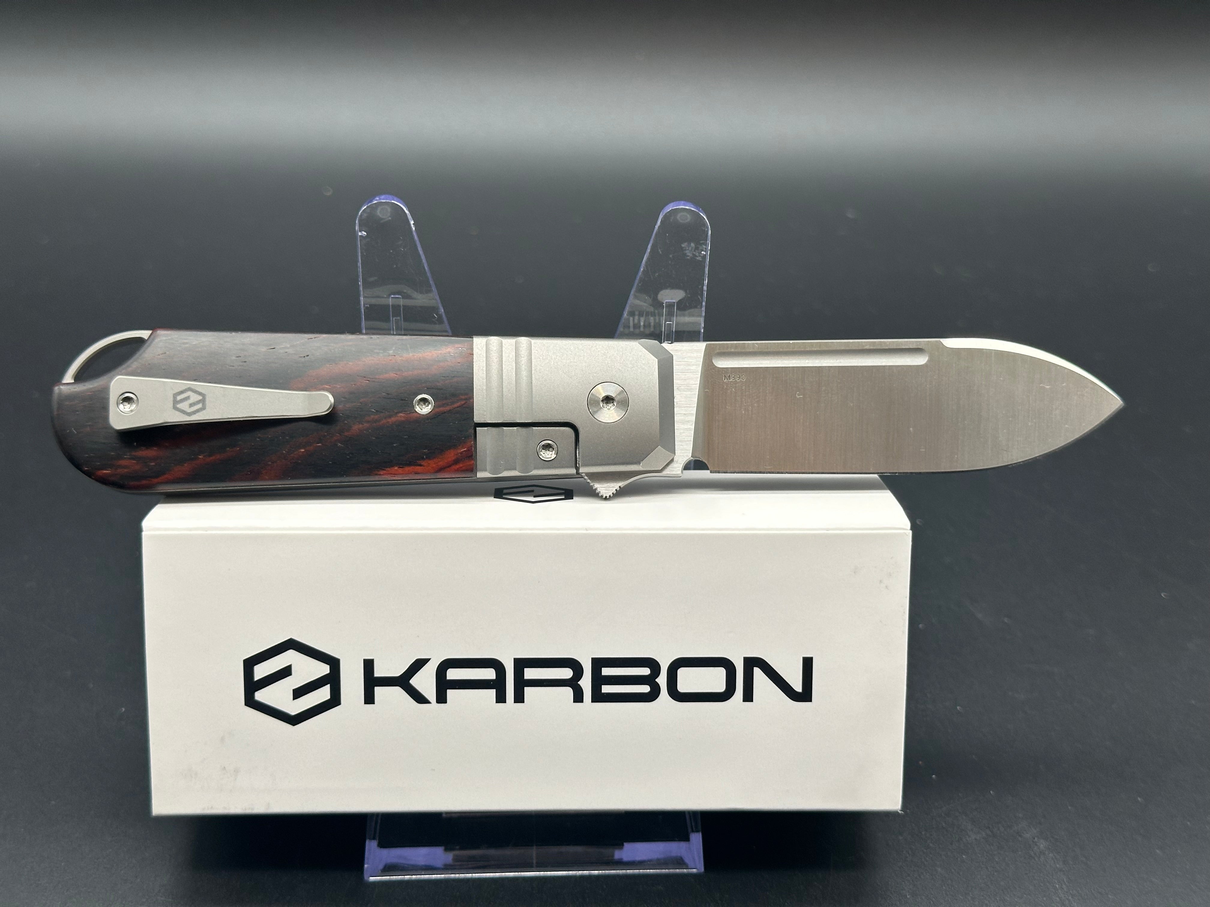 Karbon Knives Ken Onion Ahoy Titanium Handle & Desert Ironwood Folding Knife - KnifeCenter Exclusive | EDC, Camping, Outdoor Survival Gear