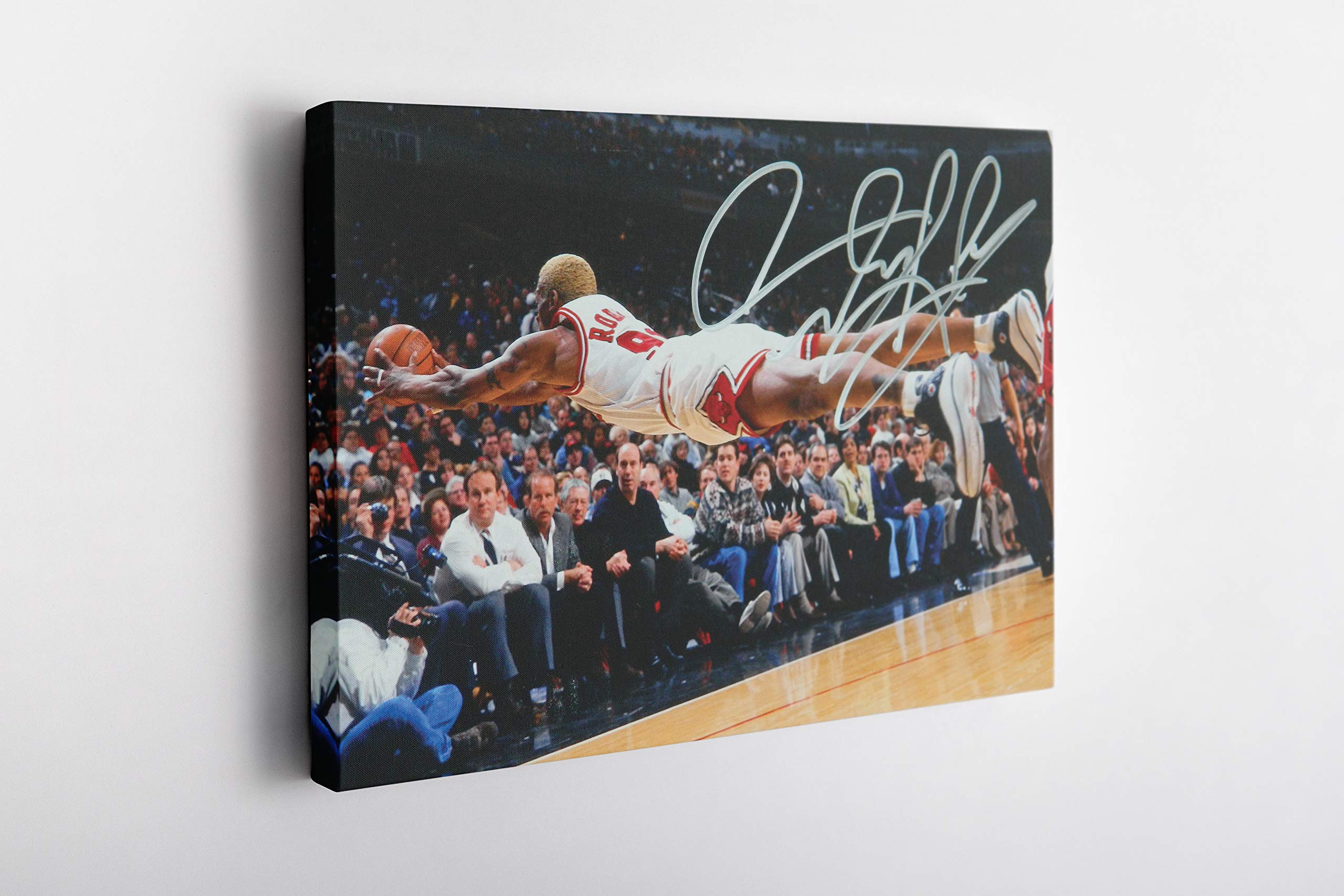 Dennis Rodman Chicago Bulls Basketball Poster - 24x18 Inch Framed Canvas Wall Art for Home & Office Decor - Perfect for Sports Fans & Man Cave