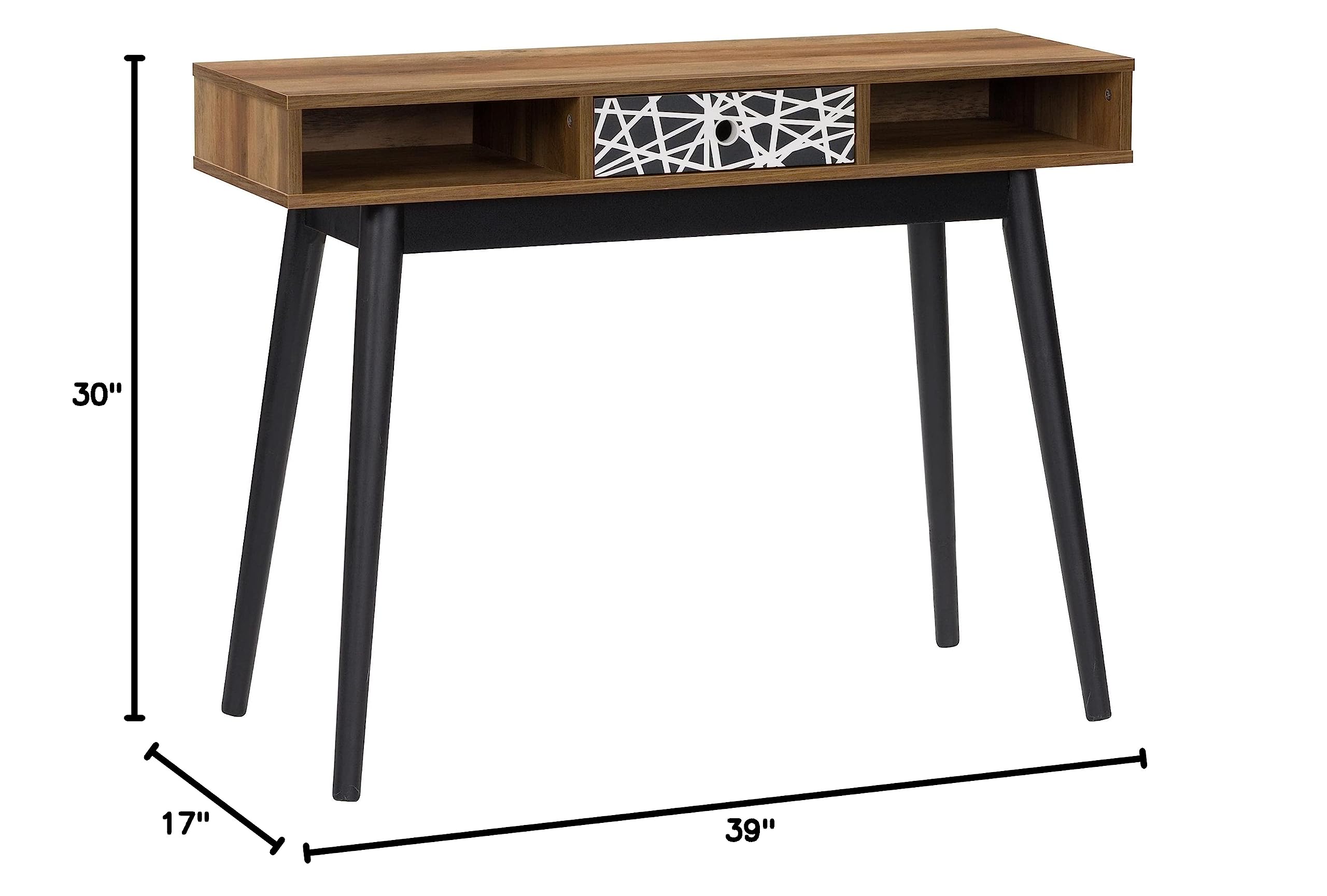 CorLiving Acerra Entryway Table with Drawer - Rustic Brown Wood Console Table, Small Desk for Hallway, Living Room & Office - Perfect for Storage & Home Decor