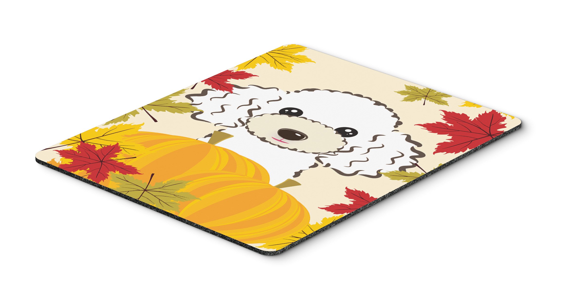 White Poodle Thanksgiving Mouse Pad - Large Washable Desk Mat for Home Office, Gaming & Computers | Heat-Resistant Hot Pad & Trivet | Cute Dog-Themed Decor for Thanksgiving & Holiday Season