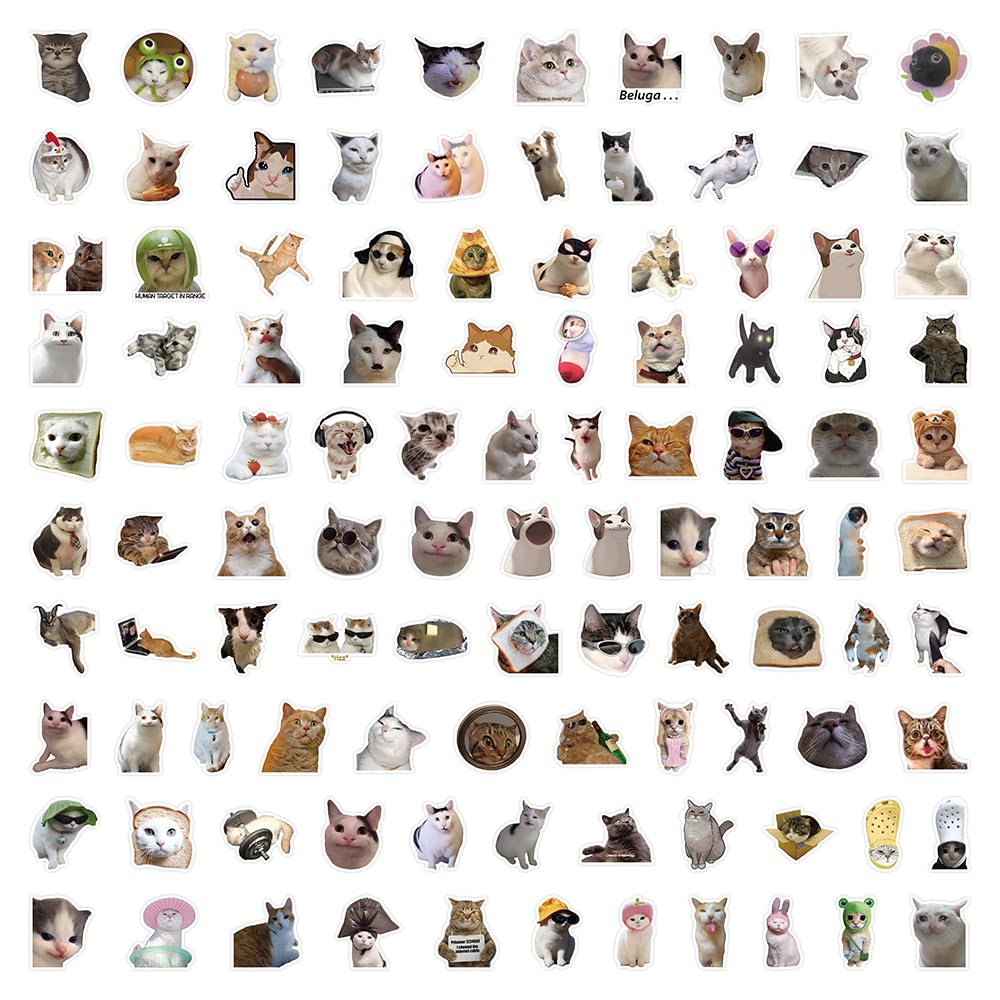 200Pcs Funny Cat and Dog Meme Stickers - Realistic Pet Decals Vinyl Stickers for Laptop, Water Bottle, Scrapbook, Phone - Perfect for Teens and Adults to Decorate Personal Items and Express Personality