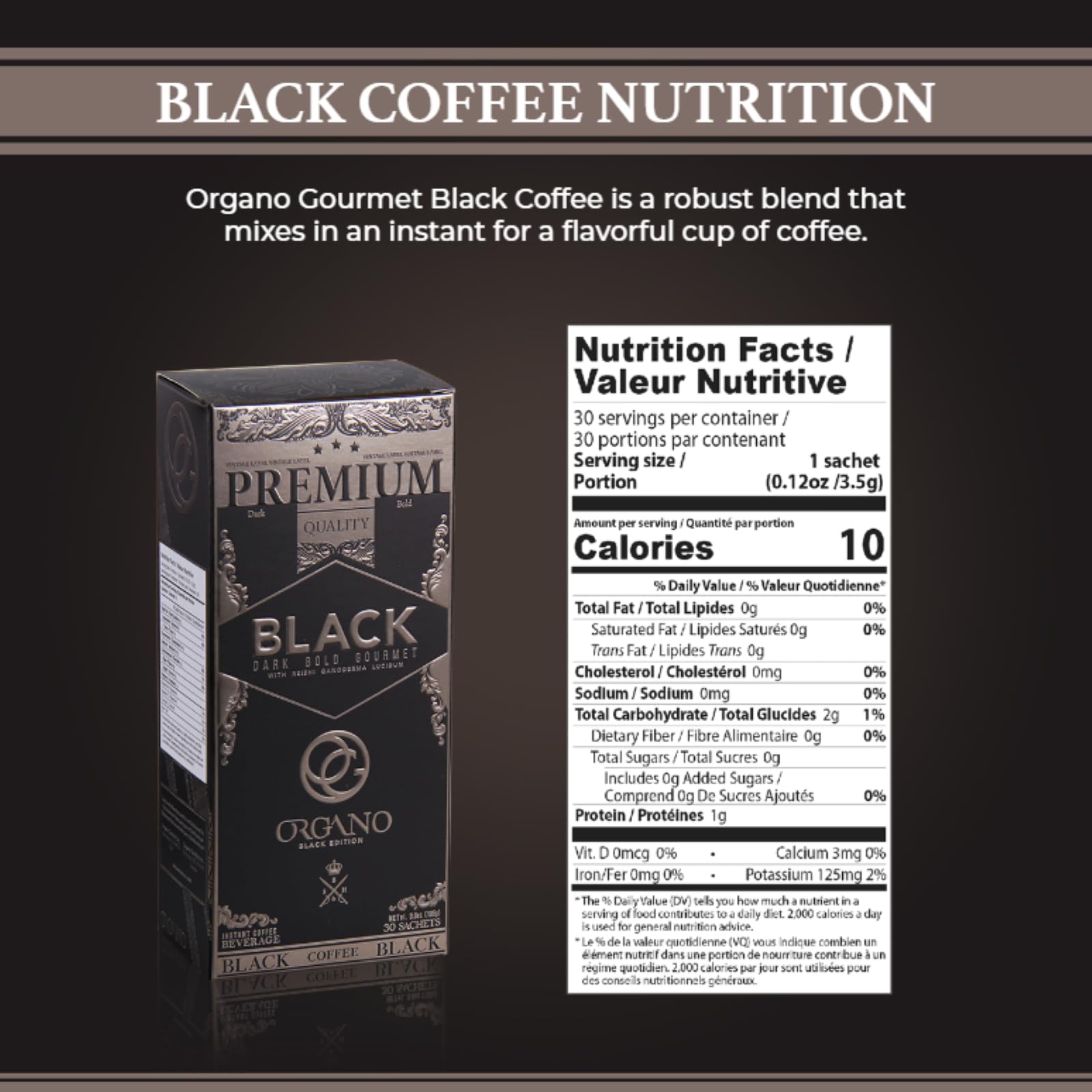 Organic Ganoderma Lucidum Mushroom Coffee - 3 Boxes (90 Sachets) | 100% Certified Organic Black Coffee with Reishi Mushroom | Perfect for Morning Boost, Office Energy & Healthy Lifestyle
