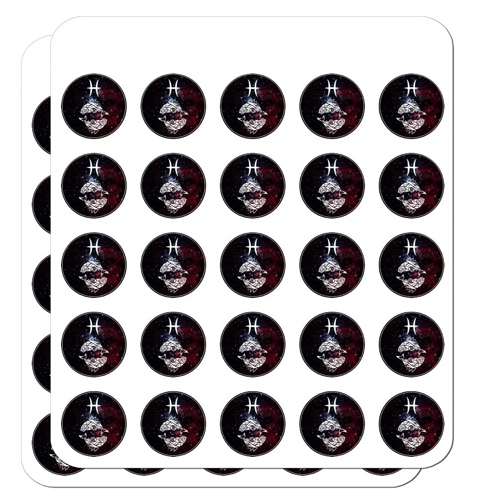 Pisces Fish Zodiac Sign Stickers - Space-Themed Planner & Scrapbooking Decals for Horoscope Lovers | Perfect for Bullet Journals, DIY Crafts & Gift Wrapping