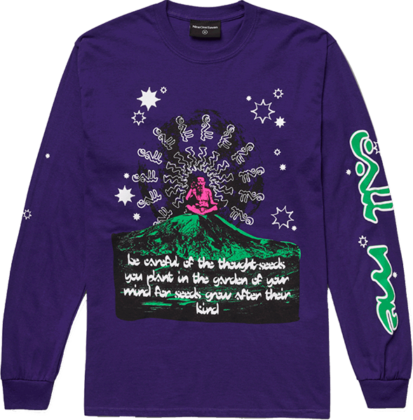 Call Me 917 Hippy LS T-Shirt - Medium Size, Purple Color | Vintage Style Cotton Tee for Casual Wear, Music Festivals & Boho Fashion