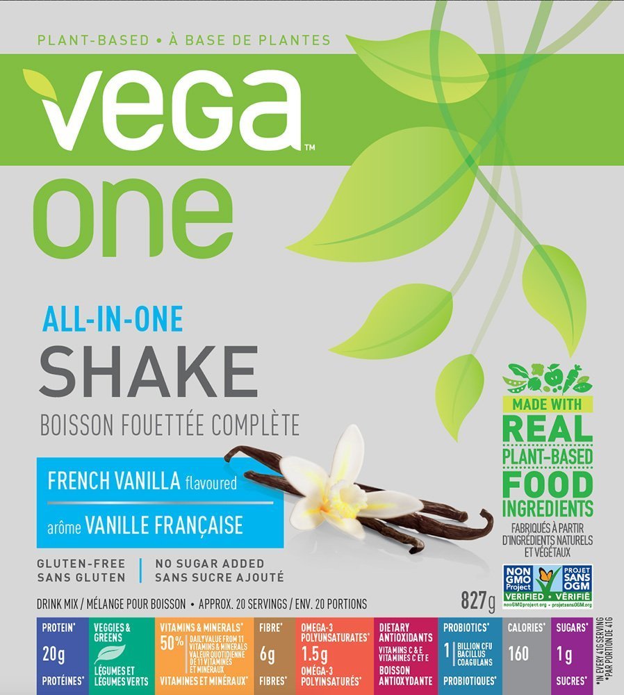Vega All-in-One Vegan Protein Powder French Vanilla (20 Servings) - Plant-Based Superfood with Vitamins for Immunity Support, Keto & Paleo Friendly, Pea Protein Powder for Men & Women - 827g (Packaging May Vary) - Perfect for Post-Workout Recovery, Smoothies & Healthy Meal Replacement