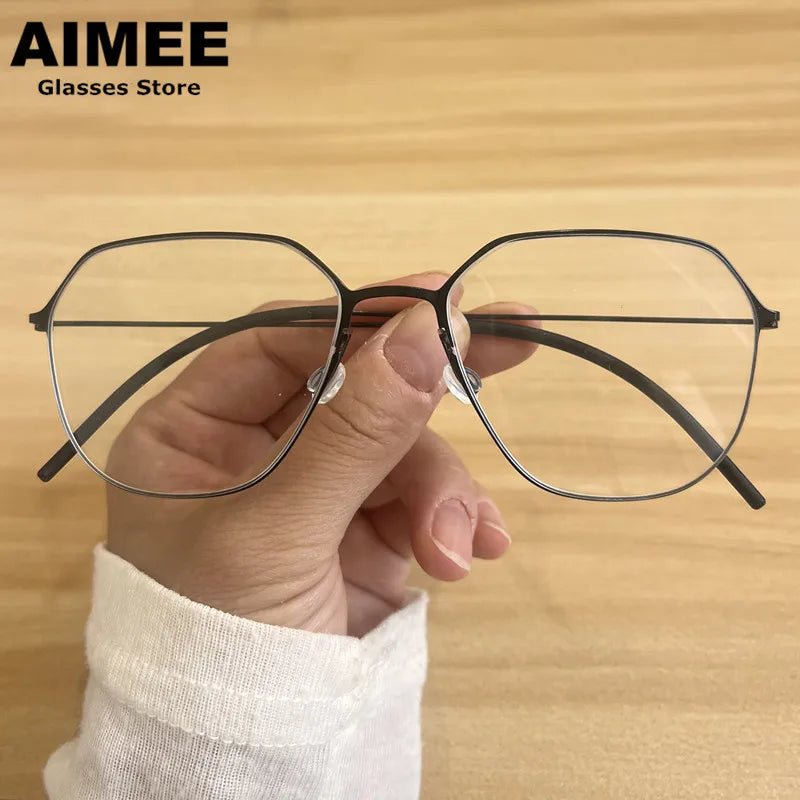 Aimee Women's Full Rim Polygon Screwless Titanium Eyeglasses 25505 - Lightweight & Durable Frame for Work, Reading & Everyday Fashion