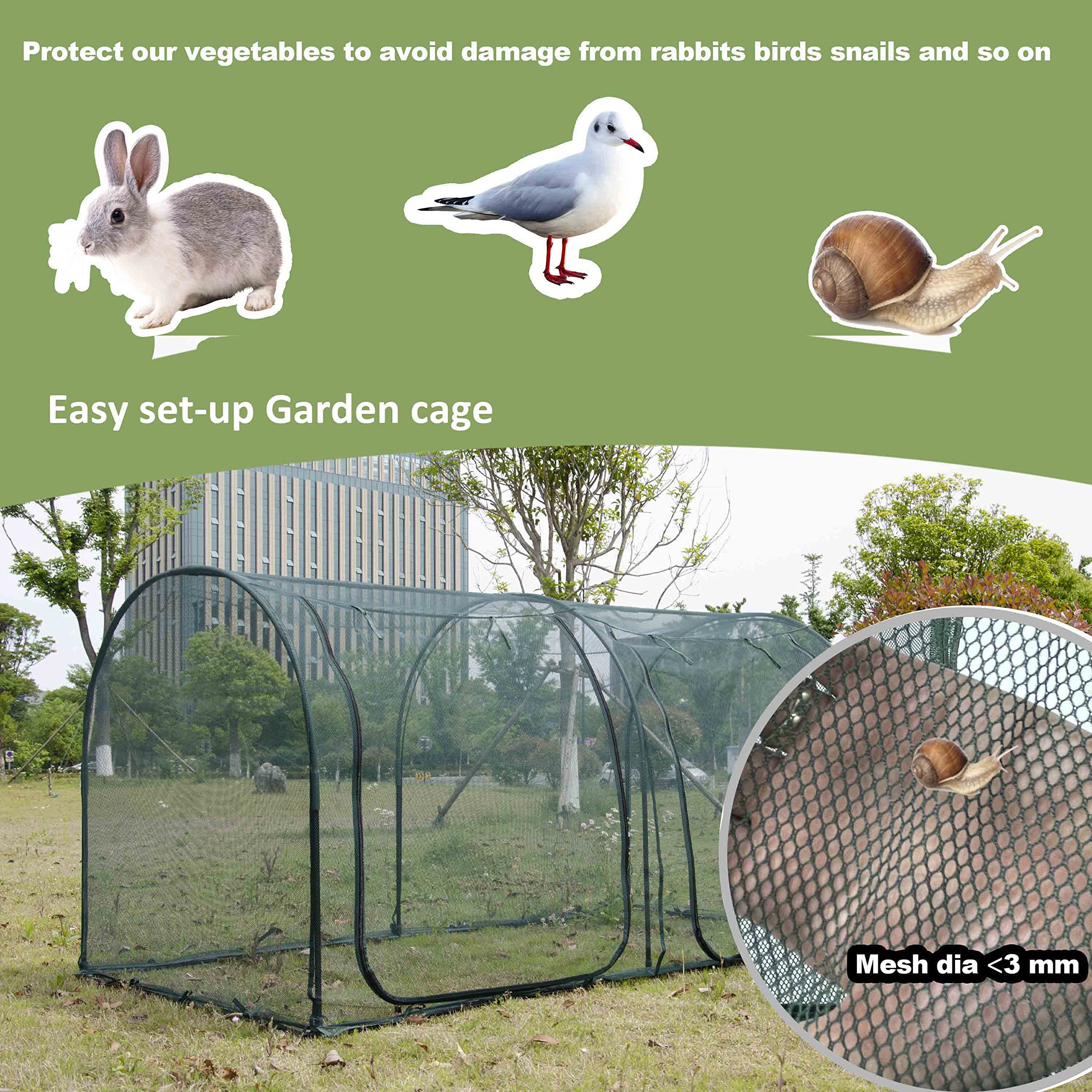 8.2'x4' Large Garden Tunnel Plant Netting Cover - 4FT Tall Crop Cage with Pest Protection for Vegetables & Fruits - Durable Gardening Net for Plants & Animals - Perfect for Raised Beds, Greenhouses & Backyard Gardens