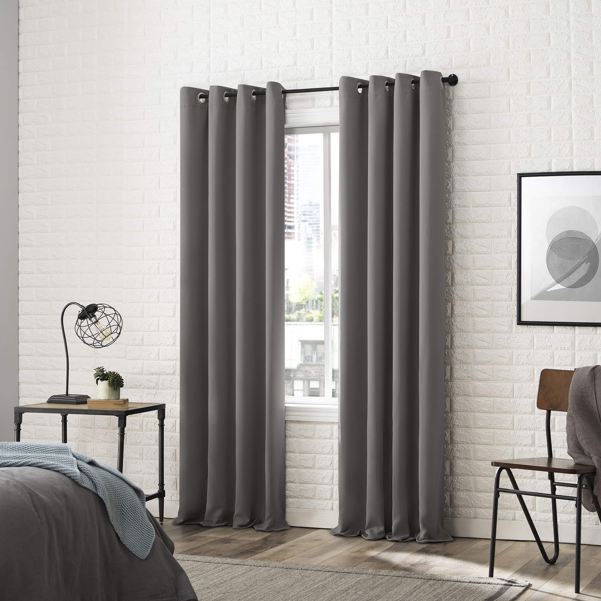 Sun Zero Soho 2-Pack Blackout Energy Efficient Grommet Curtain Panels, 54