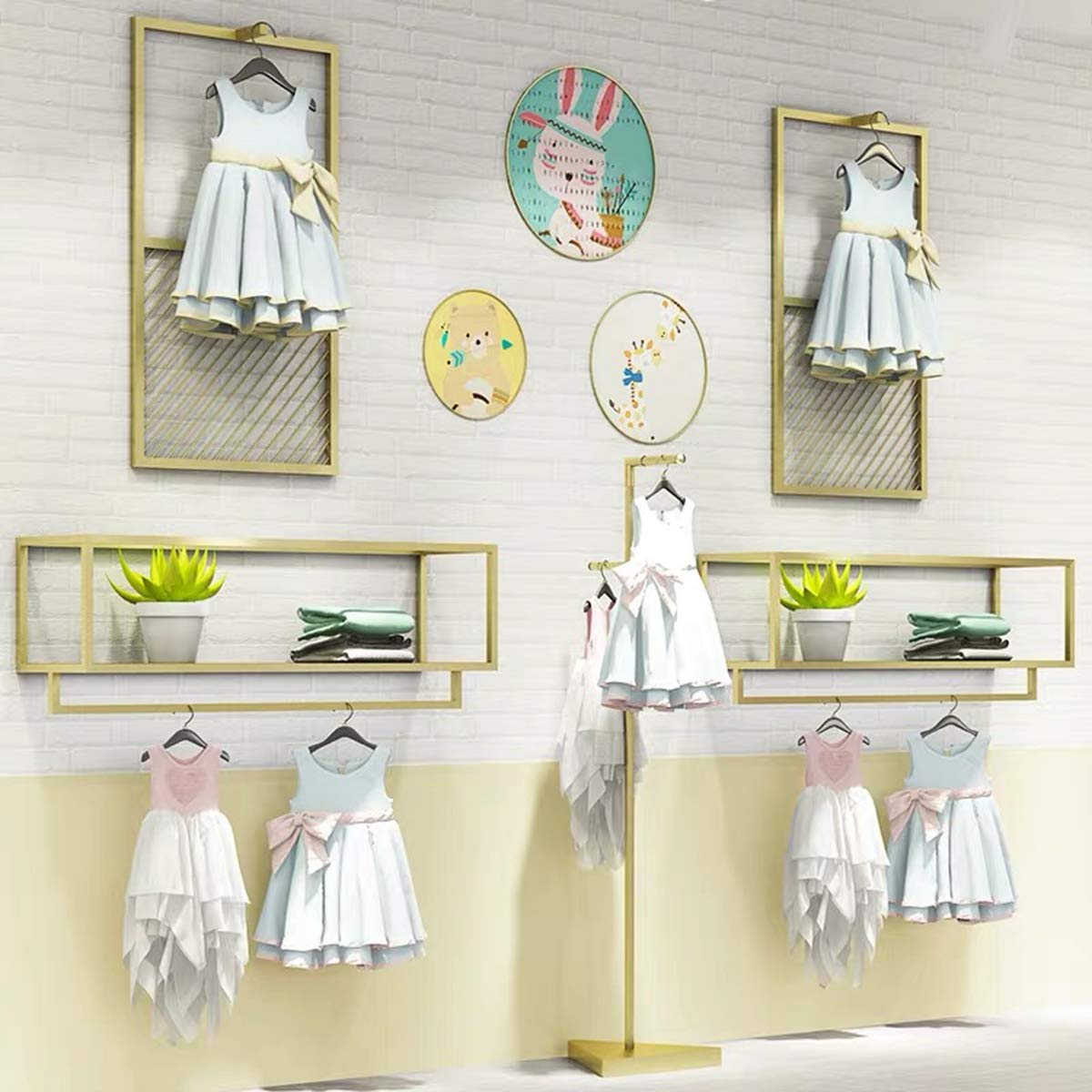 Gold Wall-Mounted Garment Rack - 39