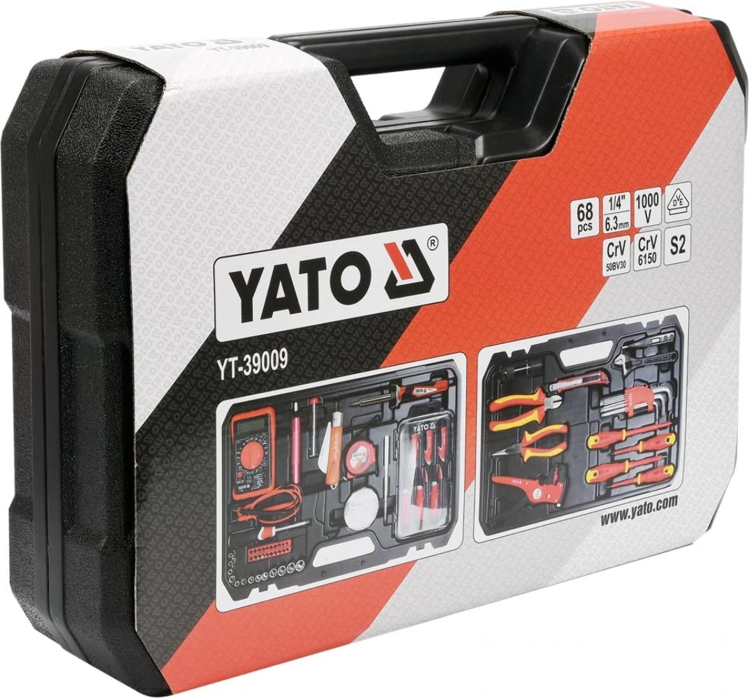 YT-39009 - 68 Piece Professional Electrician Tool Set for Home Repairs & DIY Projects | Complete Electrical Repair Kit with Pliers, Screwdrivers & Wire Cutters | Perfect for Electricians, Handymen & Homeowners