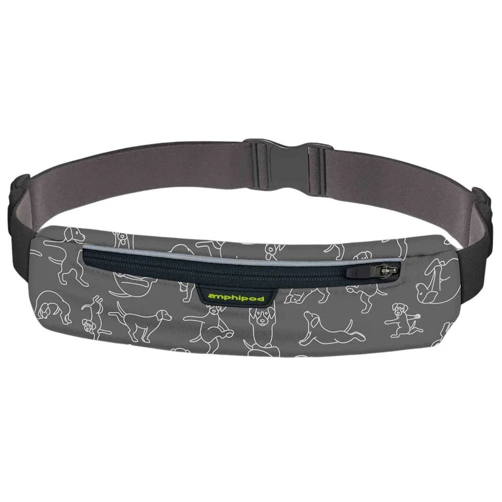 Amphipod Reflective MicroStretch Luxe Running Belt - High Visibility Adjustable Waist Pack for Jogging, Hiking & Nighttime Workouts
