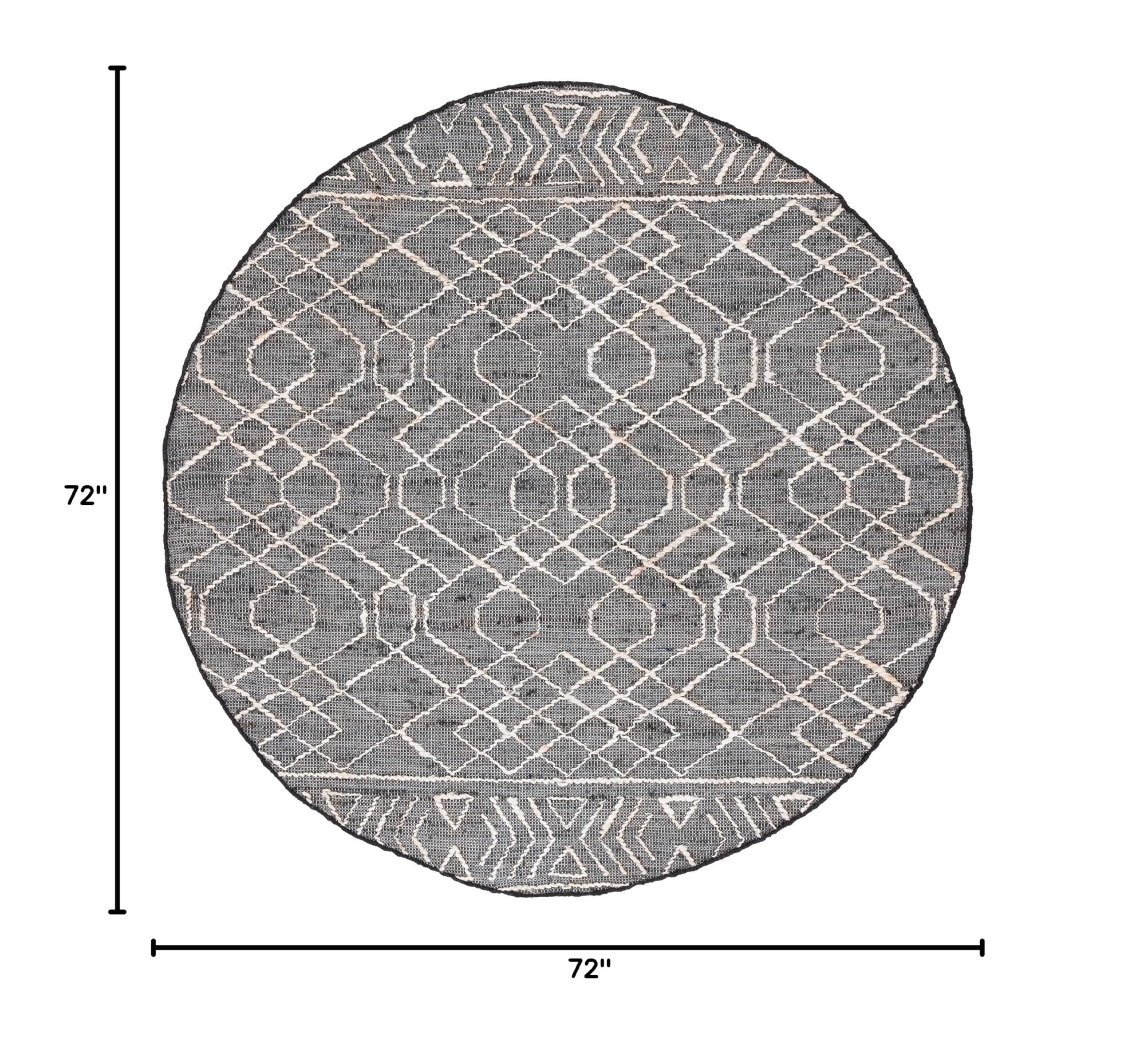 SAFAVIEH Natural Fiber Handmade Jute Area Rug - 6' Round Boho Fringe Rug in Black & Ivory (NFB406Z) | Durable for High Traffic Living Room, Bedroom & Office | Eco-Friendly Home Decor for Bohemian & Farmhouse Style