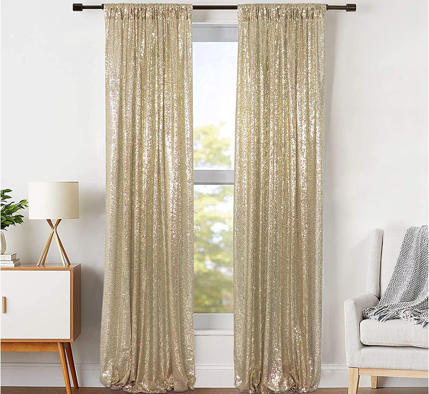Sparkly Champagne Sequin Backdrop 2x8FT for Party & Birthday Photography
