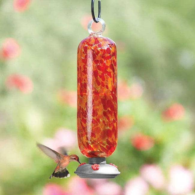 Handcrafted Glass Filigree Hummingbird Feeder - Elegant Garden Decor for Attracting Hummingbirds | Perfect for Outdoor Patio, Backyard & Bird Watching Enthusiasts