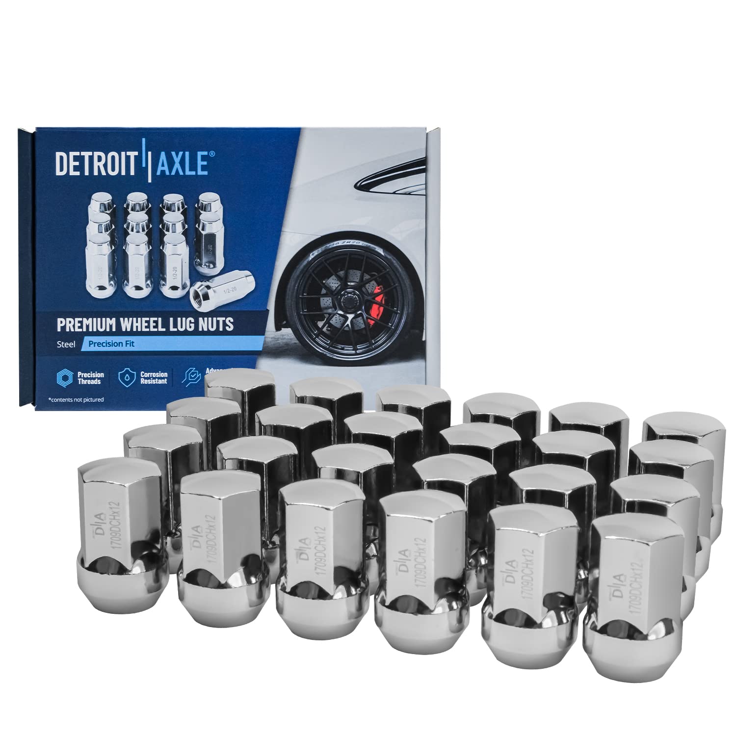 Detroit Axle Front Wheel Bearing & Hub Assembly Kit for 2012-2018 Ram 1500 - 2 Wheel Bearings, 24 Lug Nuts - Replacement for 12-18 Dodge Ram 1500 2WD/4WD - Perfect for Off-Roading, Towing & Daily Driving