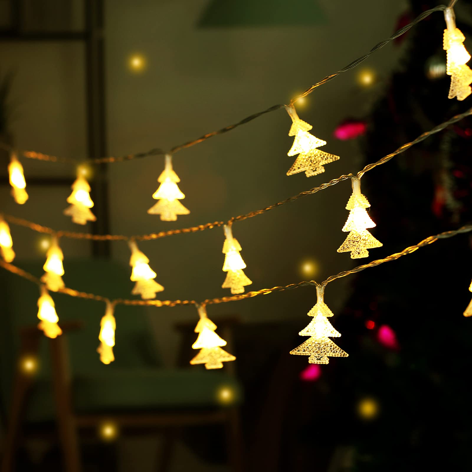 20 Ft 40 LED Battery Operated Christmas Tree Lights - Waterproof Fairy Lights for Indoor & Outdoor Decor - Warm White Christmas Lights for Bedroom, Patio, Garden, Party & Home Xmas Decoration - Perfect for Holiday Decorating, Tree Trimming & Festive Ambiance