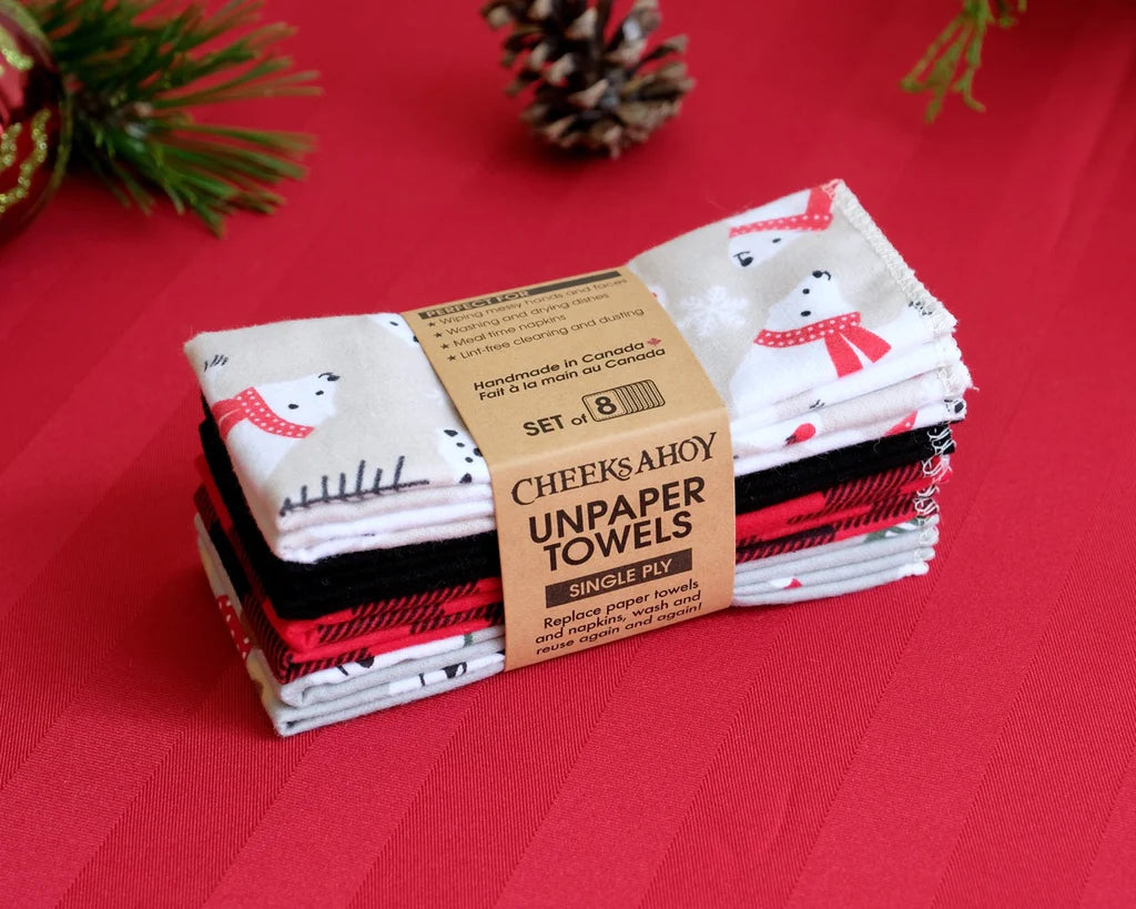 Eco-Friendly Reusable Holiday Unpaper Towels - Cheeks Ahoy | Sustainable Cloth Towels for Christmas, Thanksgiving & Home Decor | Perfect for Kitchen, Dining & Gift Giving