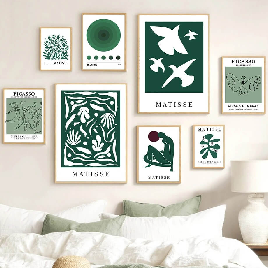 Green Art Mix Canvas Posters - Modern Abstract Wall Art for Living Room, Bedroom & Office Decor