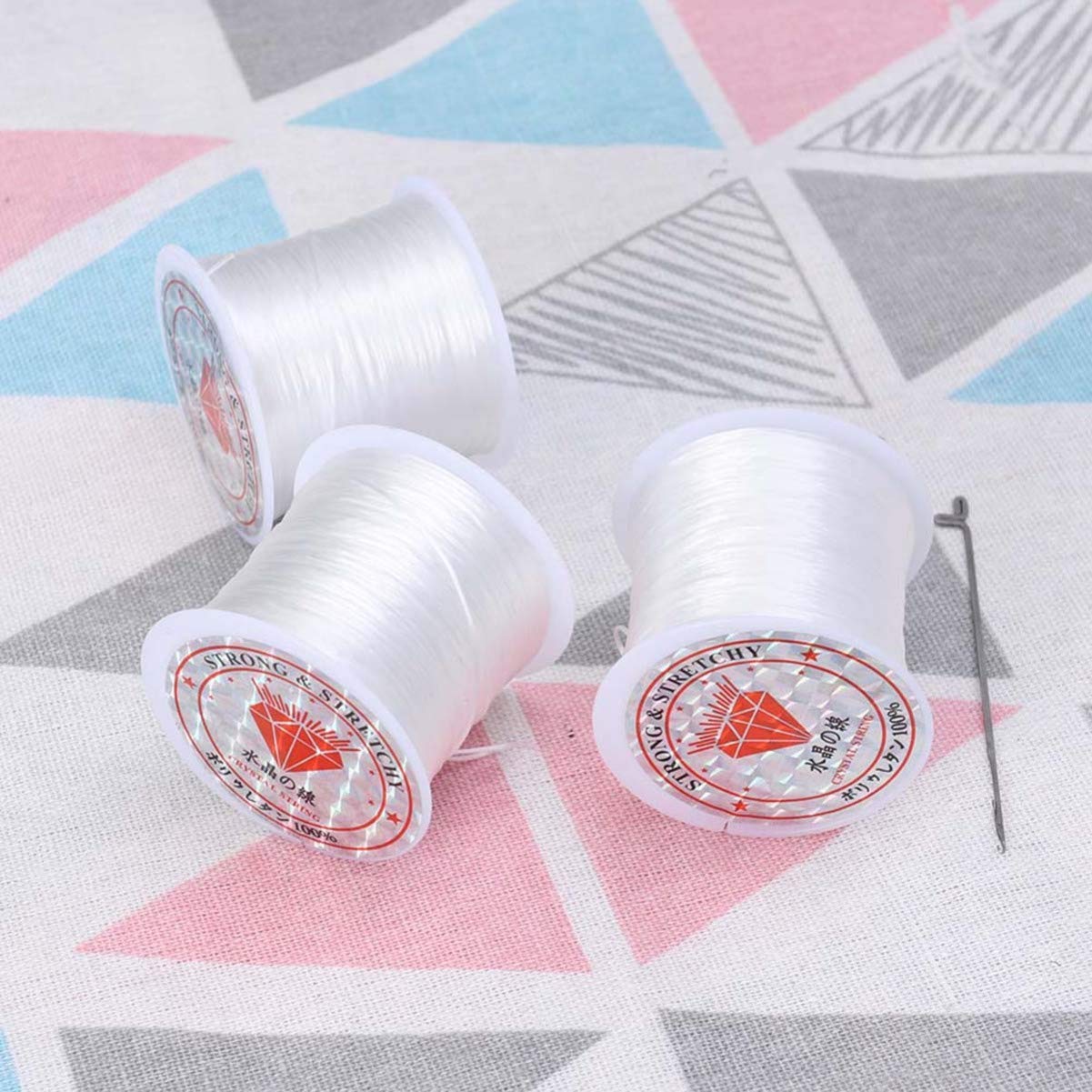 3-Piece Elastic Crystal Rope Set - Transparent Stretchable Thread for Jewelry Making, DIY Crafts, Beading & Scrapbooking - Perfect for Bracelets, Necklaces & Home Decor Projects