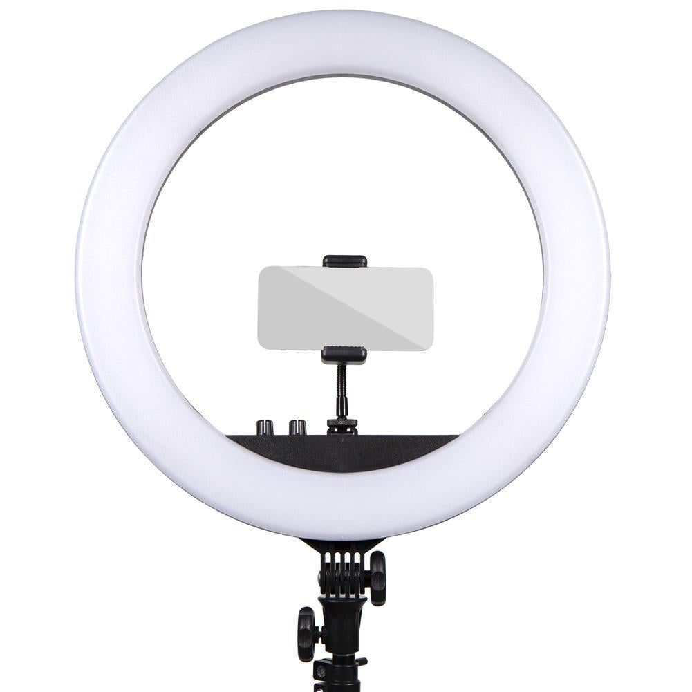 Professional Diamond Luxe Ring Light with 9 LED Panel Kit - Complete Beauty Studio Lighting for Makeup, YouTube Videos & Photography (18-inch, Adjustable Brightness) - Perfect for Home Studios, Content Creators & Live Streaming