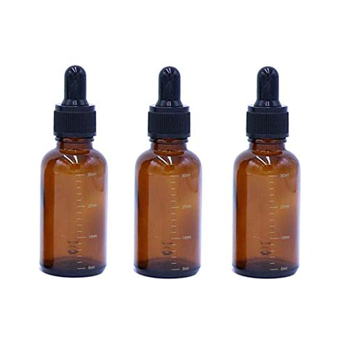 3 Pack 1oz (30ml) Amber Glass Dropper Bottles with Graduated Markings & Pipette - Refillable Essential Oil Containers for Aromatherapy, DIY Cosmetics, Perfumes & Travel Liquids - Perfect for Home, Spa & On-the-Go Use