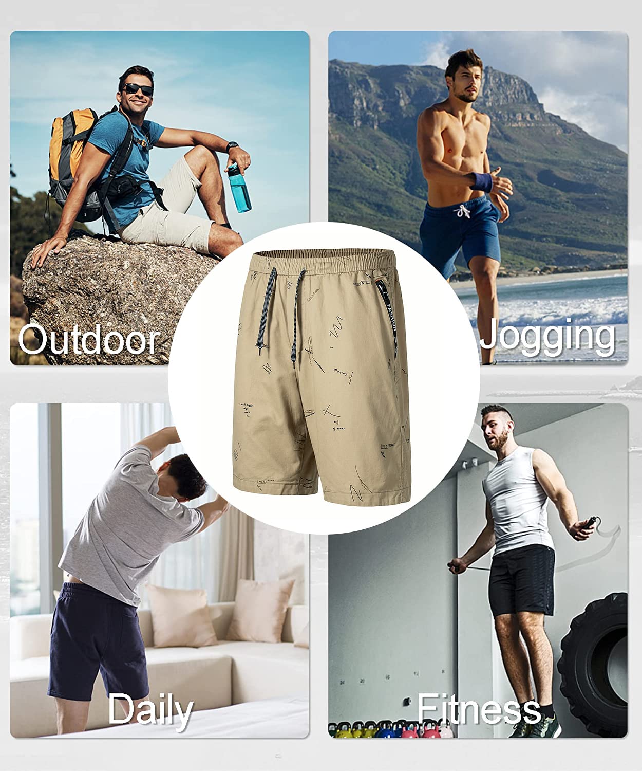 Men's Casual Plaid Beach Shorts - Soft Cotton Drawstring Elastic Waist Shorts with Zipper Pockets | Perfect for Summer Vacation, Pool Party & Outdoor Activities