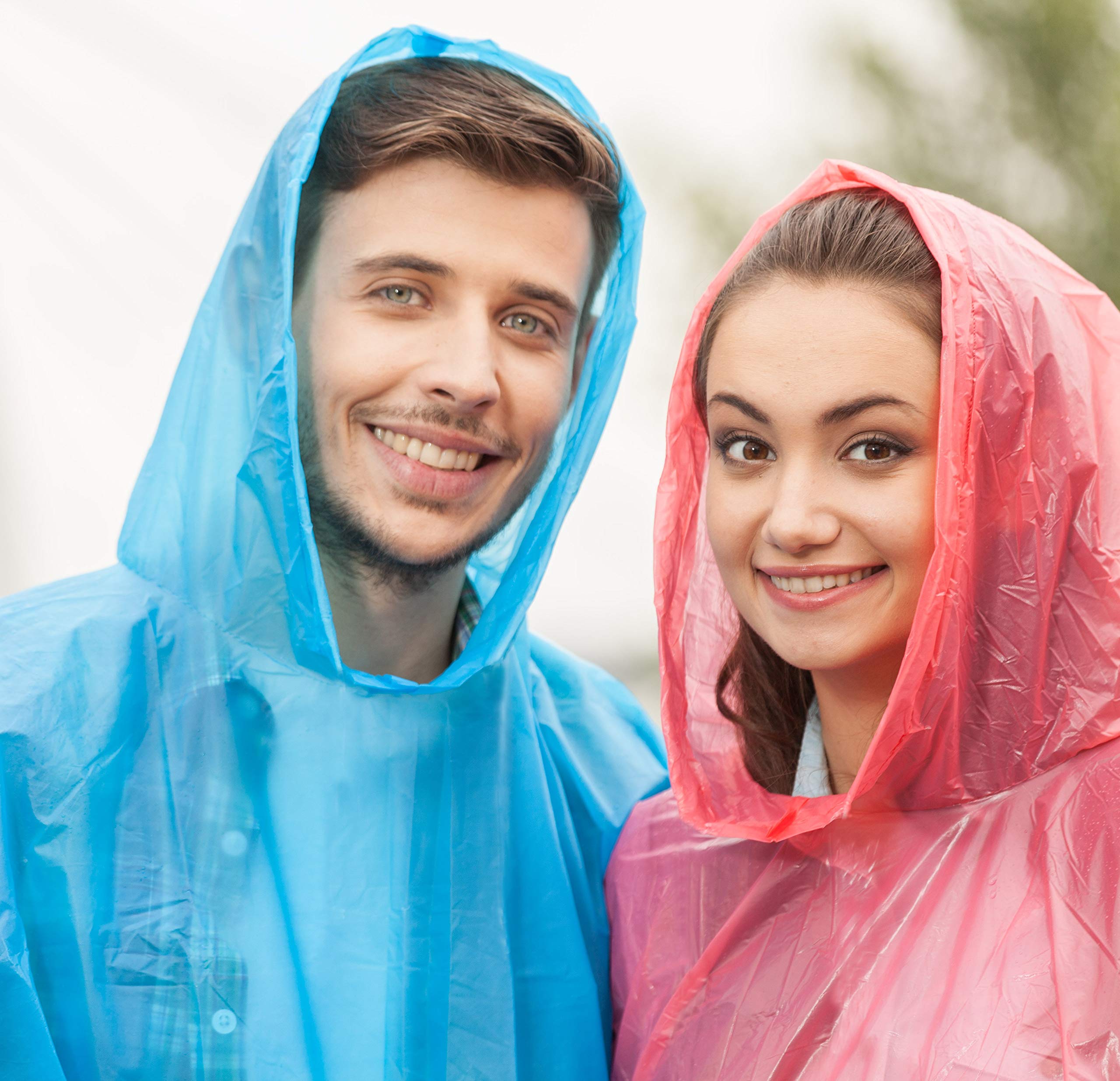 **Waterproof Disposable Rain Ponchos for Adults & Teens - Bulk Pack Emergency Raincoats for Outdoor Activities, Parks, Hiking & Travel - Multi Colors**