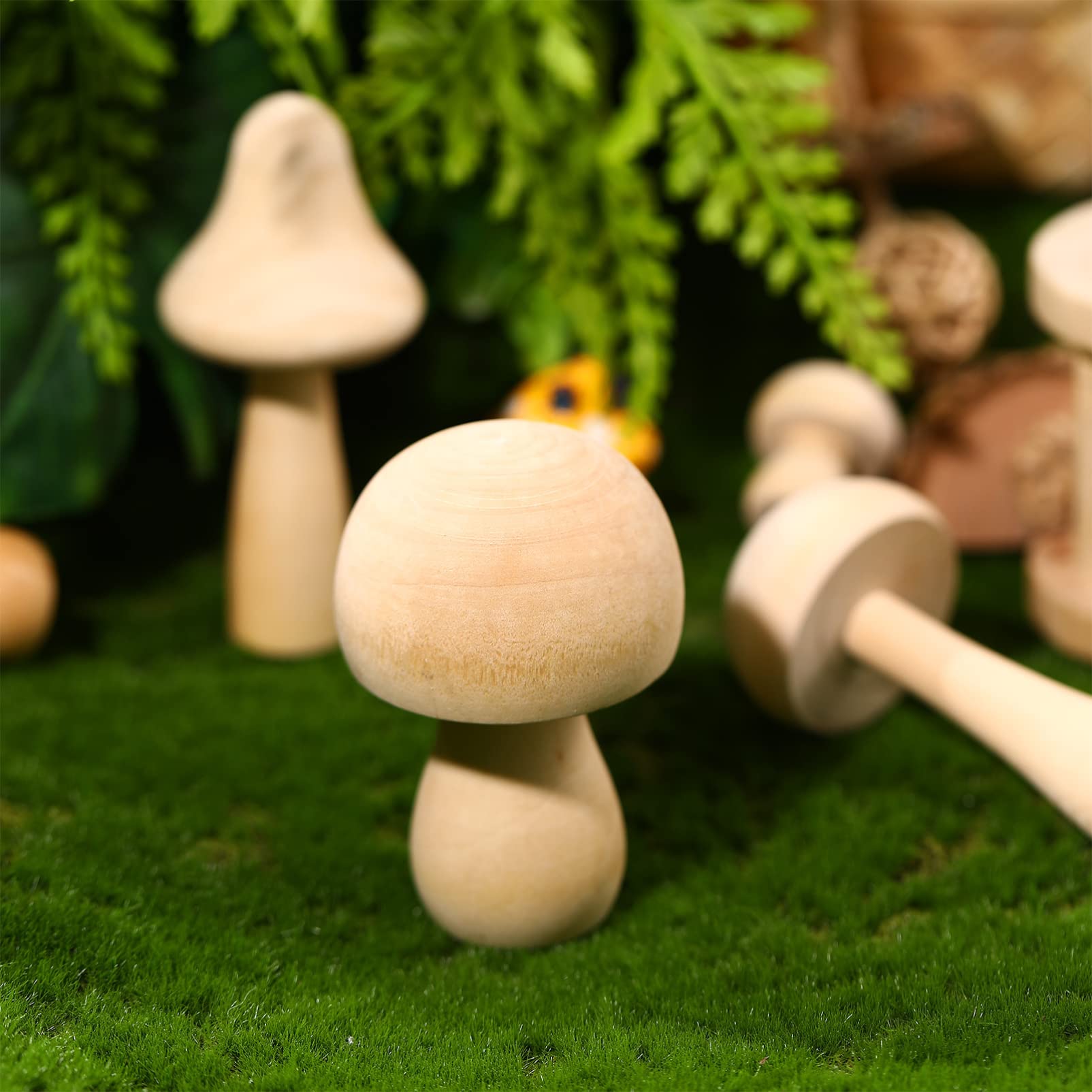 6pcs Unfinished Wooden Mushroom DIY Craft Kit for Kids - Doodle White Mushroom Wooden Ornaments, Graffiti Art Supplies, Children's Painting Activity, Home Decor & Party Favor Crafts
