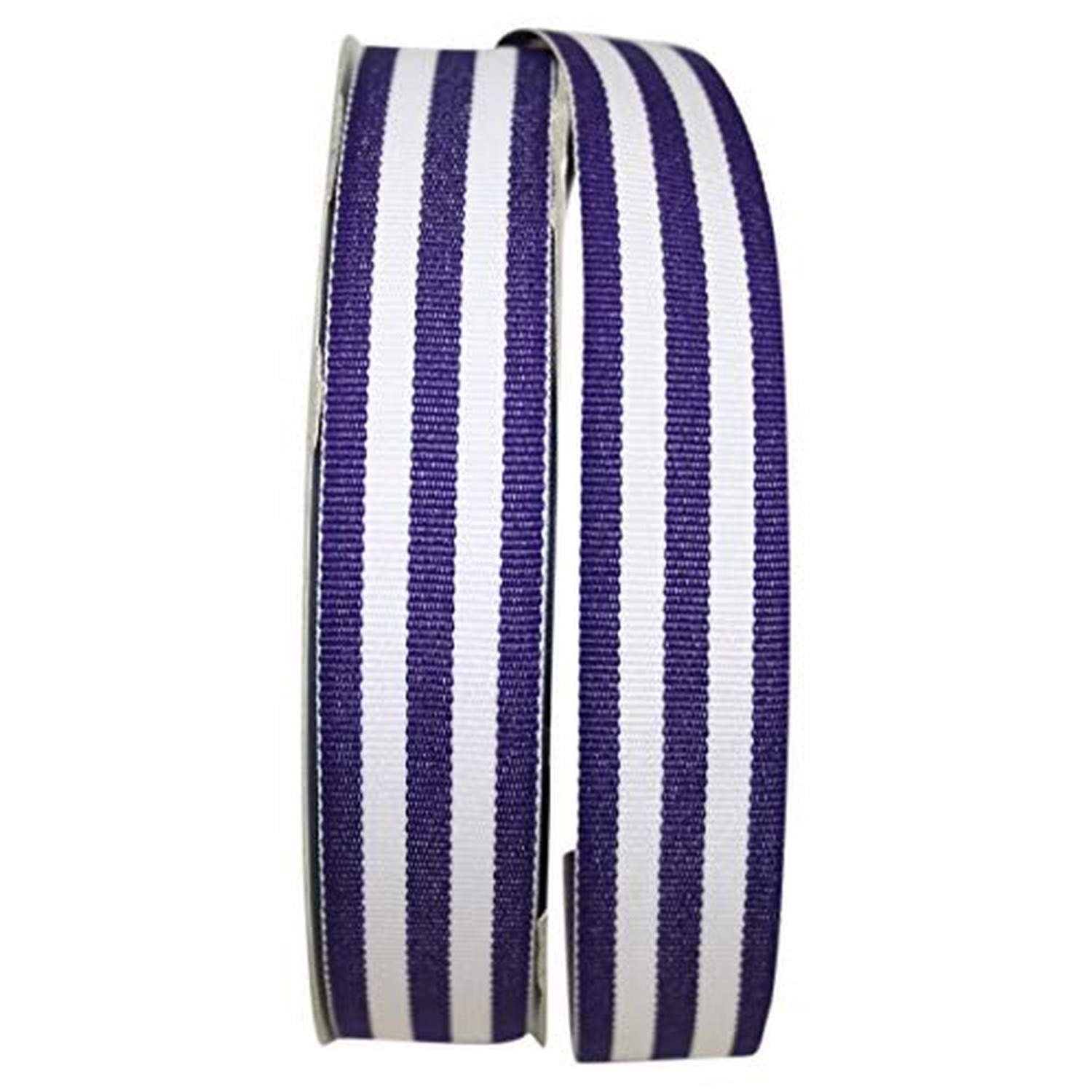 Reliant 7/8 Inch x 25 Yards Purple Grosgrain Ribbon with Stripes - Perfect for Gift Wrapping, DIY Crafts, Hair Bows, and Scrapbooking