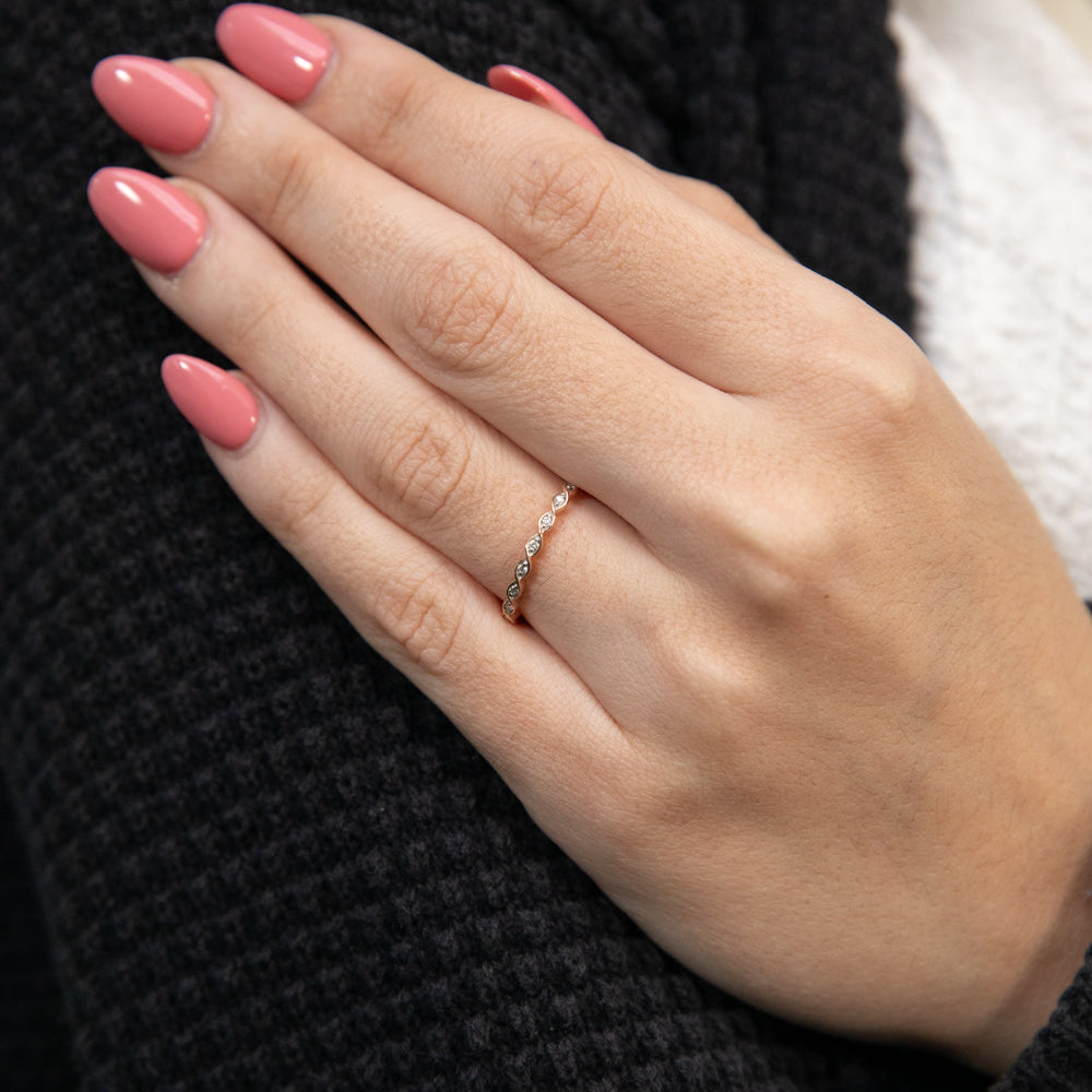 9ct Rose Gold Diamond Ring with 9 Brilliant Cut Diamonds - Elegant Engagement & Wedding Jewelry for Women