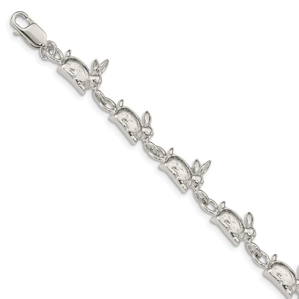 Roy Rose Jewelry Sterling Silver Rabbit Charm Bracelet - 7 Inch Adjustable Length for Women - Perfect Gift for Birthday, Anniversary & Everyday Wear