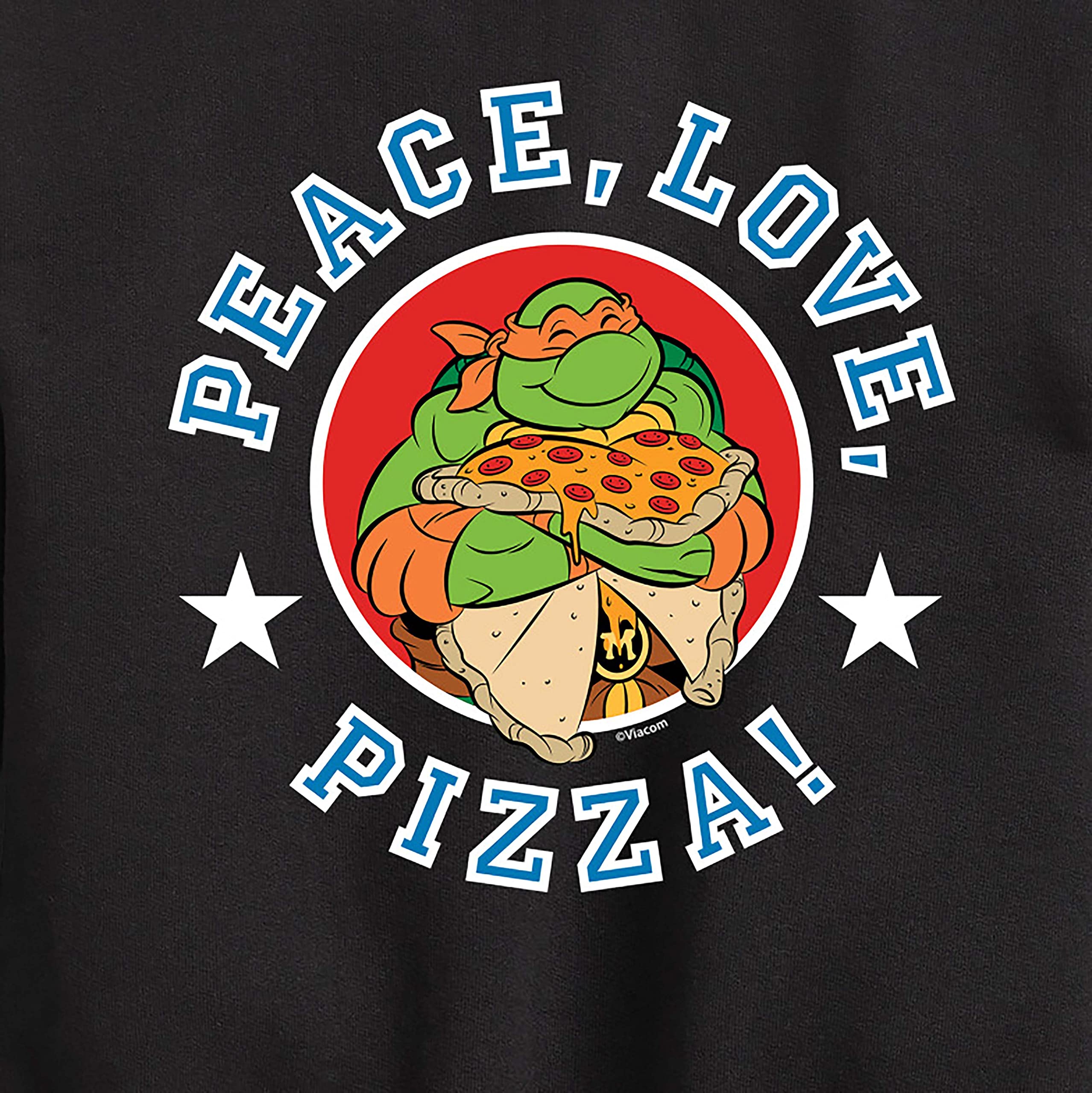 HYBRID APPAREL Teenage Mutant Ninja Turtles Peace Love Pizza Youth Crewneck Fleece Sweatshirt | TMNT Graphic Hoodie for Boys & Girls | Cozy Pullover for School, Playdates & Casual Wear