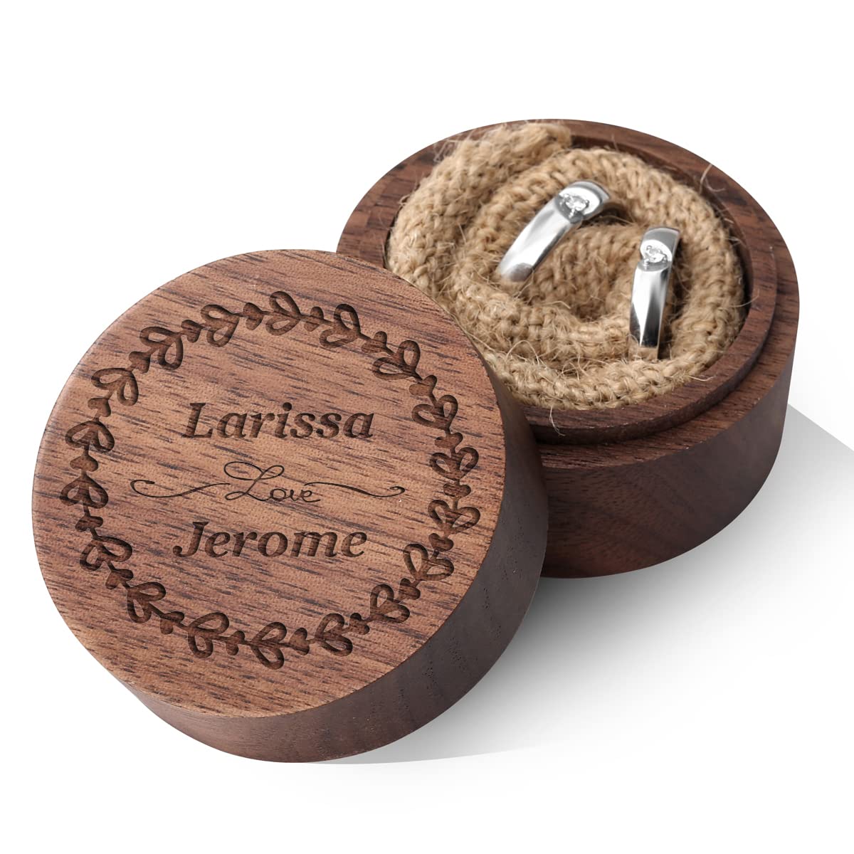Personalized Wooden Ring Box for Wedding Proposal - Custom Engraved Jewelry Holder for Couples - Perfect for Engagement Ceremonies