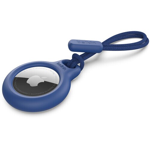 Belkin AirTag Keychain with Security Strap - Blue | Secure Tracking for Keys, Bags & Luggage | Perfect for Travel & Everyday Use