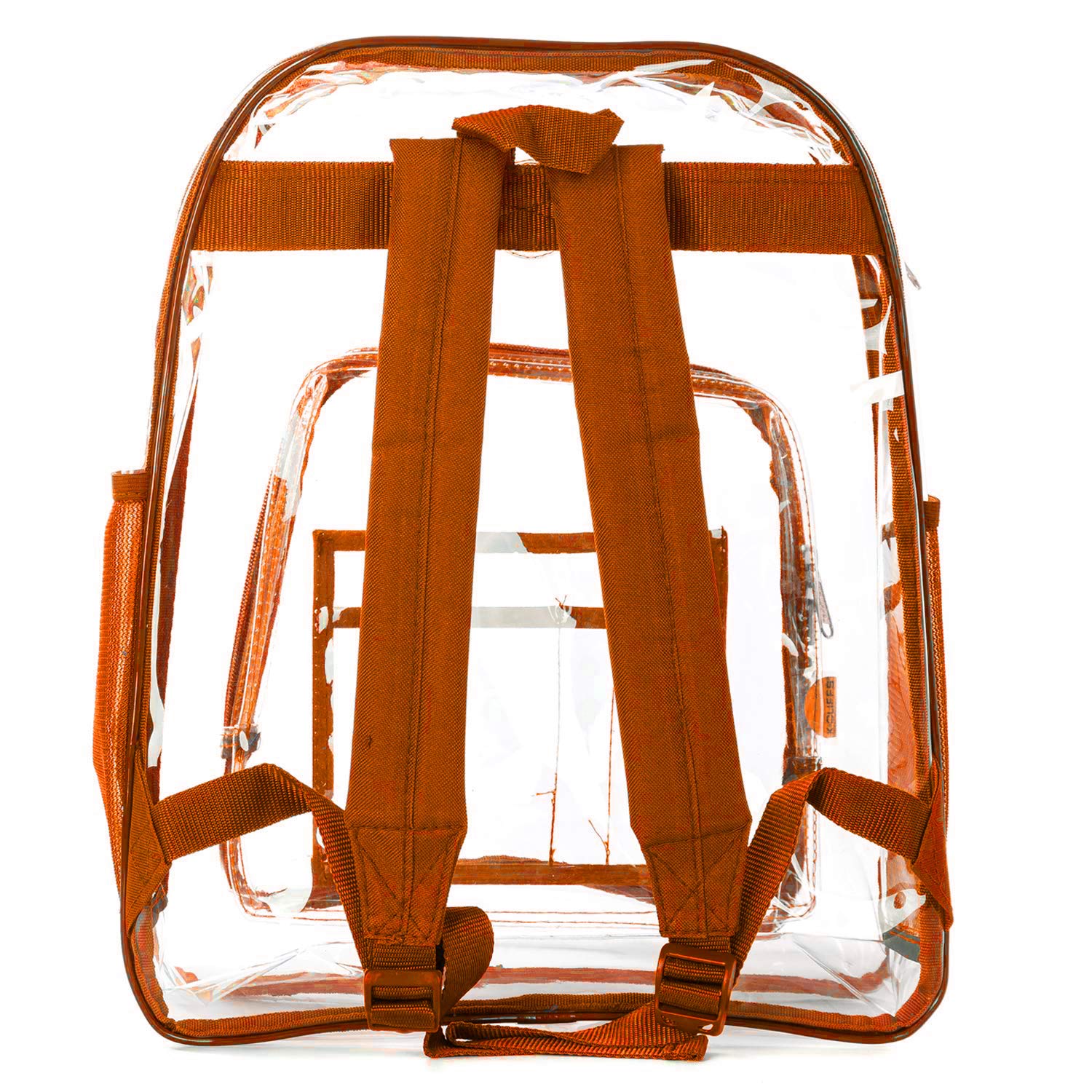 Heavy Duty Clear Backpack - Transparent School Bag with Large Capacity, See-Through Security Work Bag for Students & Professionals - Perfect for School, Work, Travel & Event Security Checks (Orange)