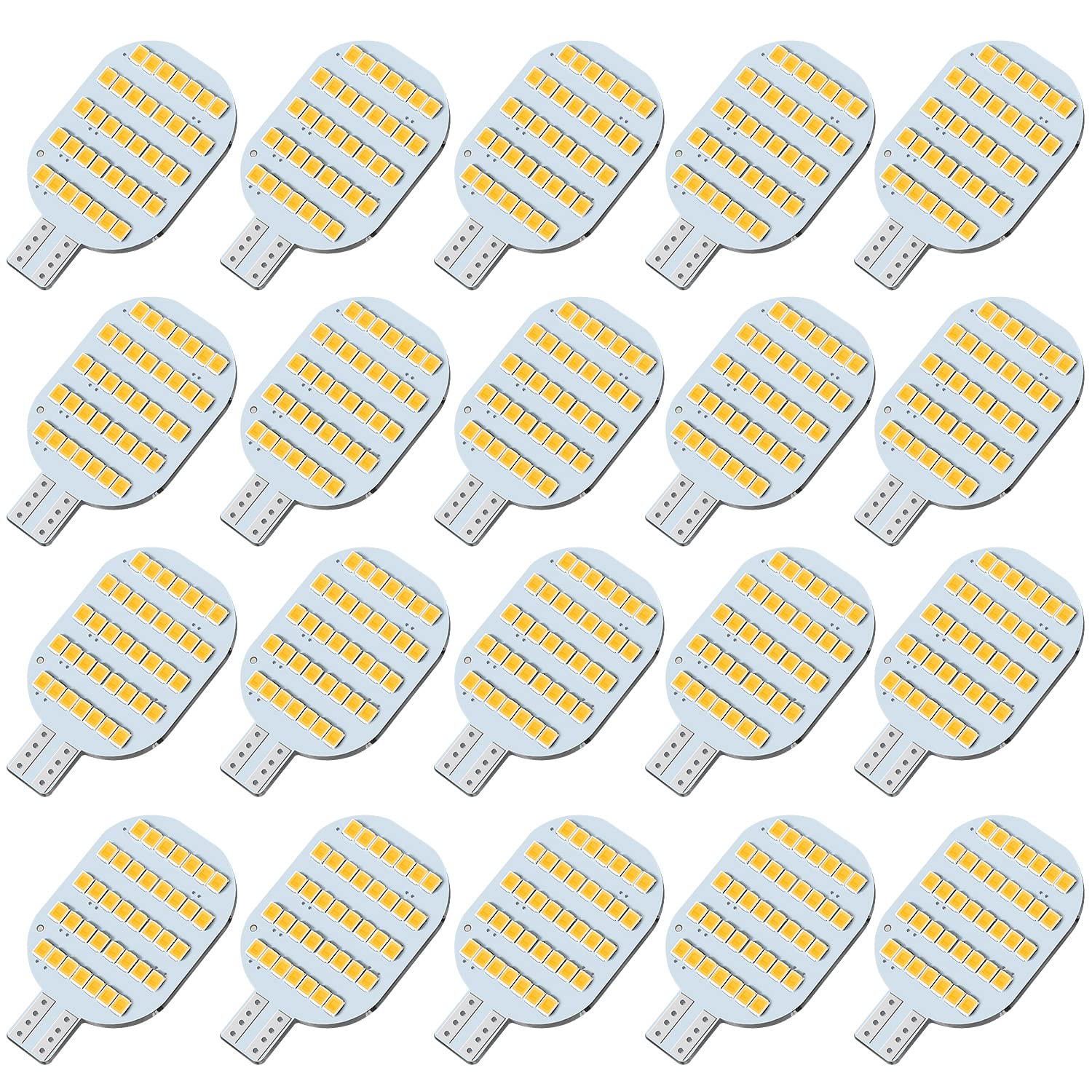 12V RV Interior LED Light Bulbs - T10 921 922 912 Warm White Dome Lights for RV, Camper, Trailer, Motorhome & Marine Boat - Pack of 20 - Perfect for Ceiling Lighting in Recreational Vehicles and Boats
