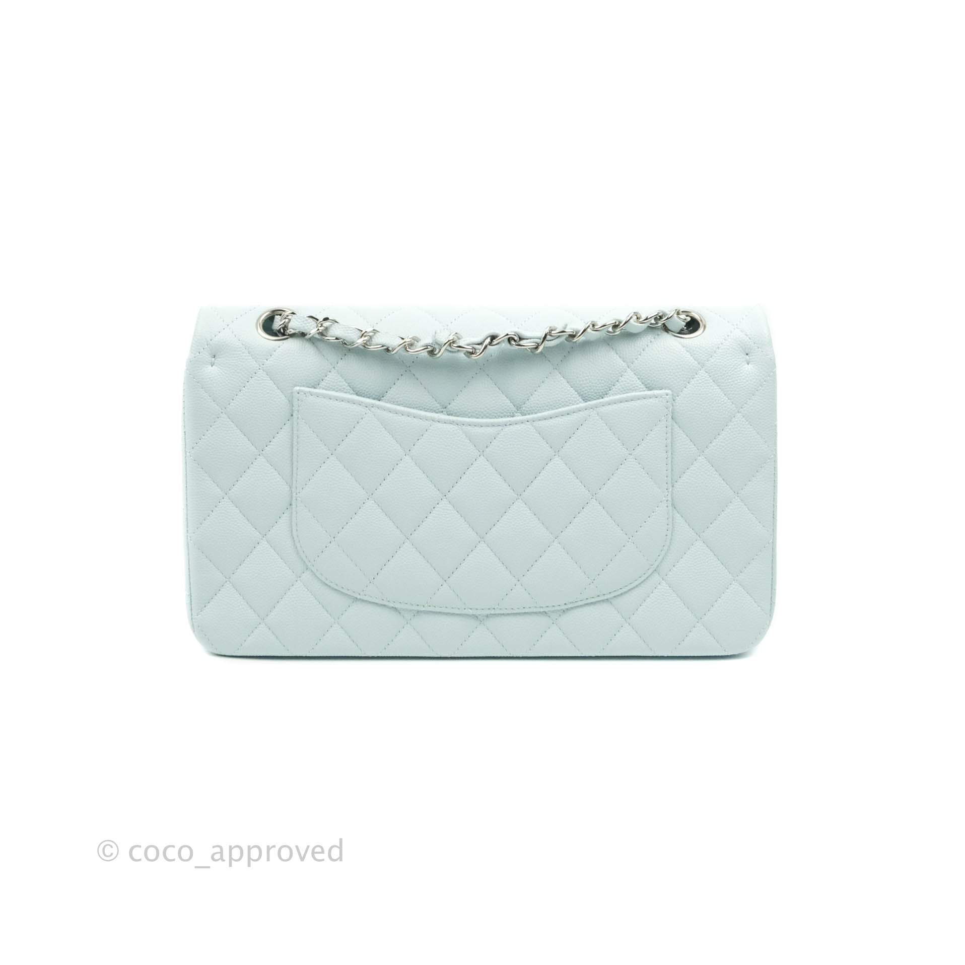 Chanel Classic M/L Medium Double Flap Bag in Blue Caviar Leather with Silver Hardware 21K Collection - Perfect for Luxury Fashion, Evening Events & Gift Giving
